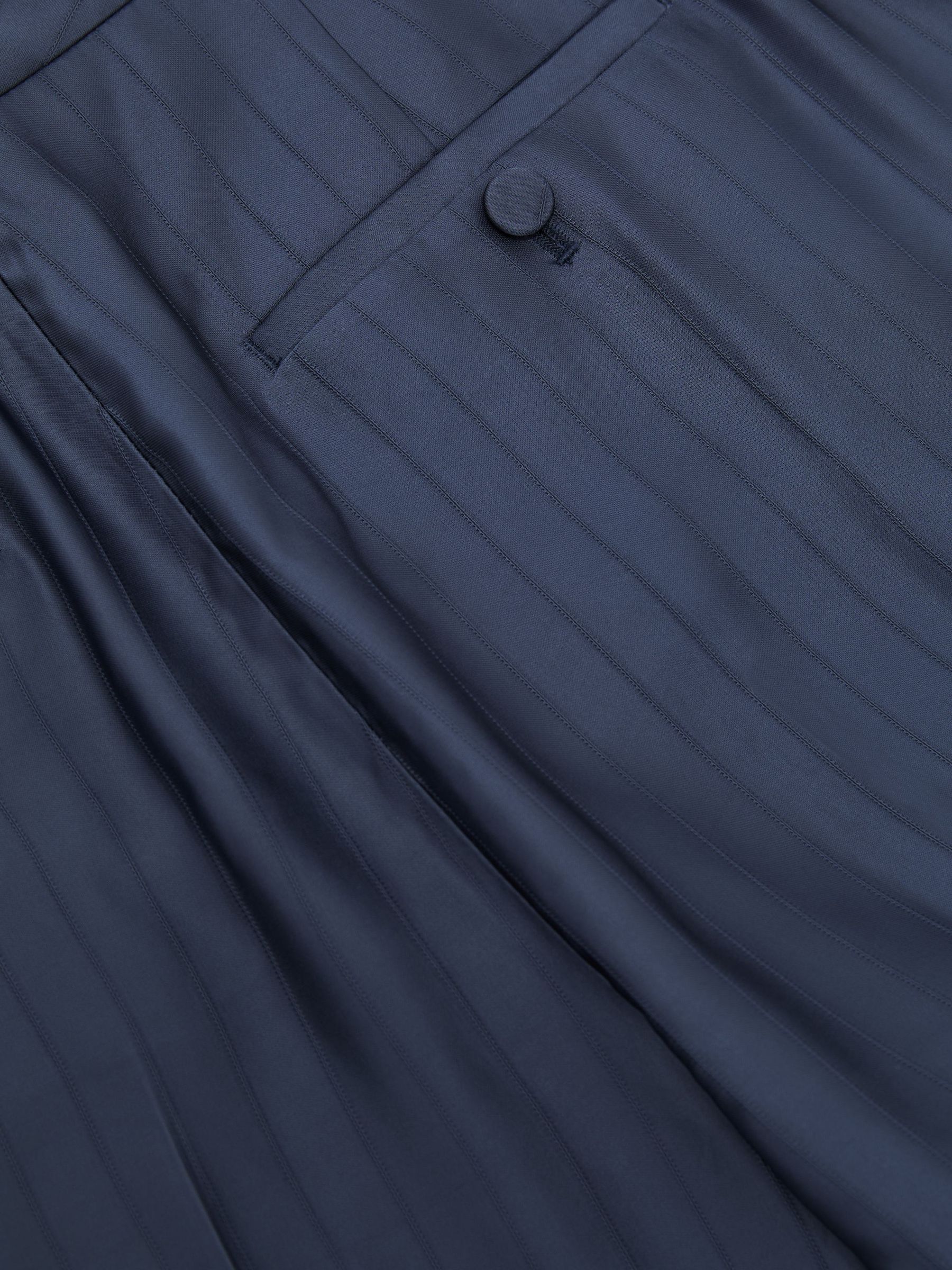 Atelier Satin Pinstripe Wide-Leg Trousers in Navy - Image 7 of 7
