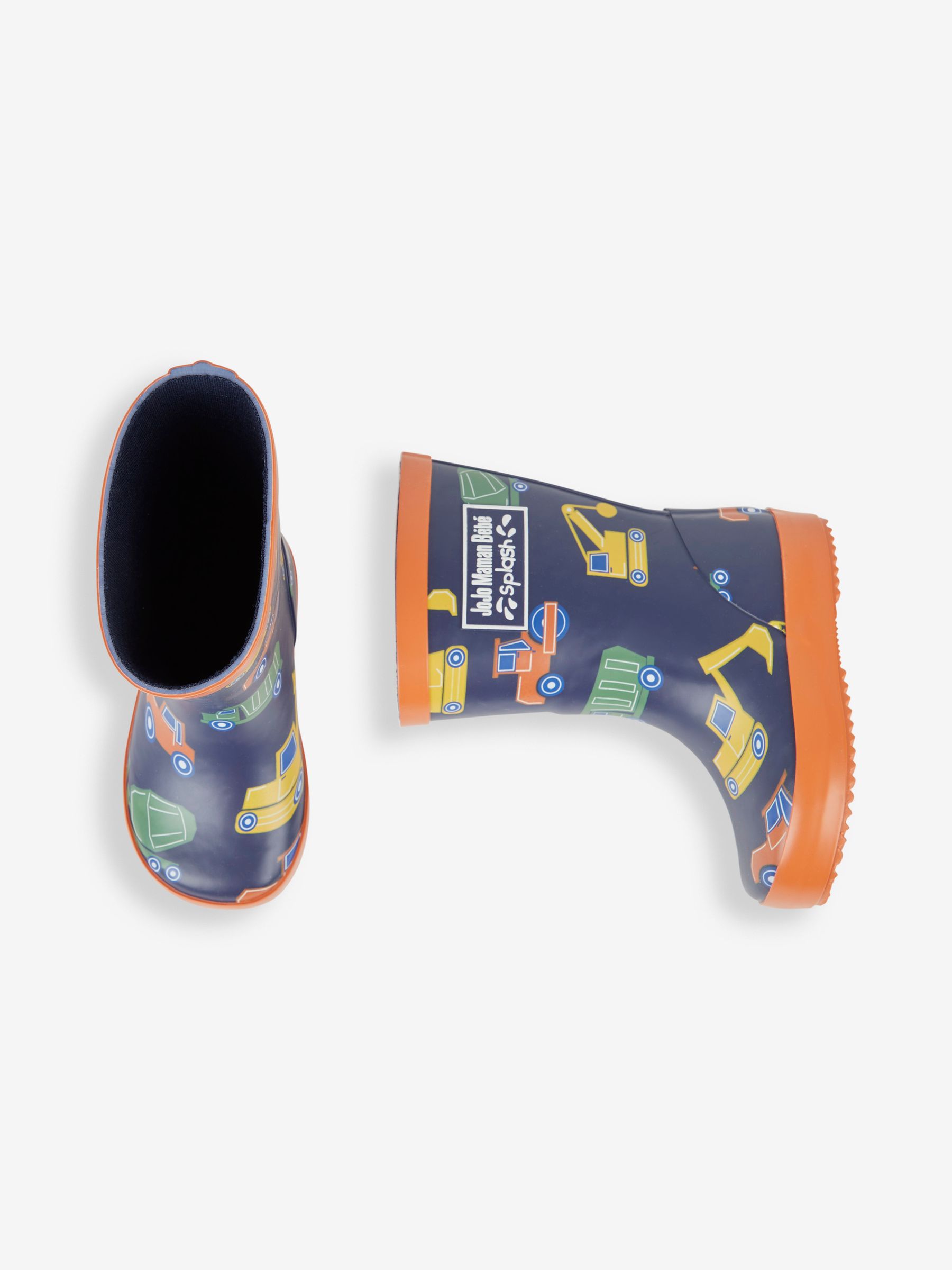 Navy Blue Construction Printed Lined Wellies - Image 3 of 5