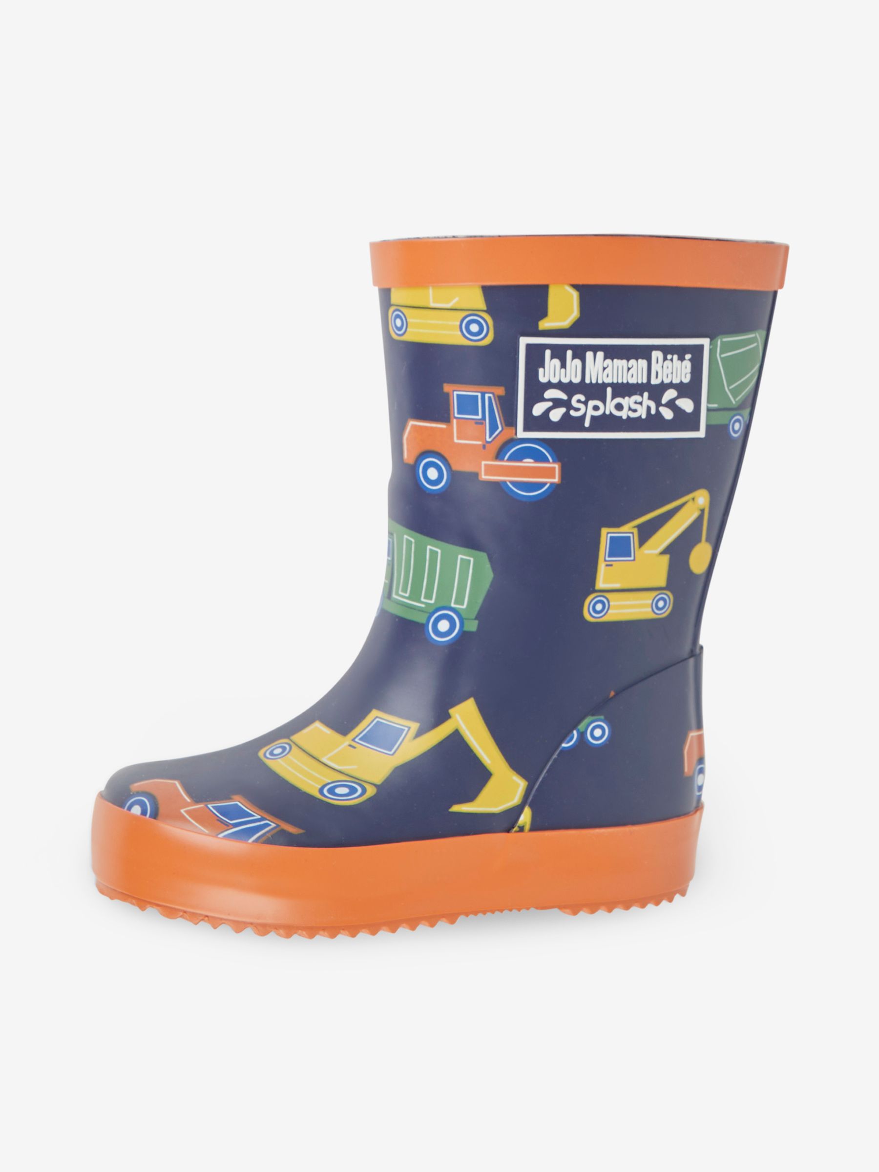 Navy Blue Construction Printed Lined Wellies - Image 4 of 5