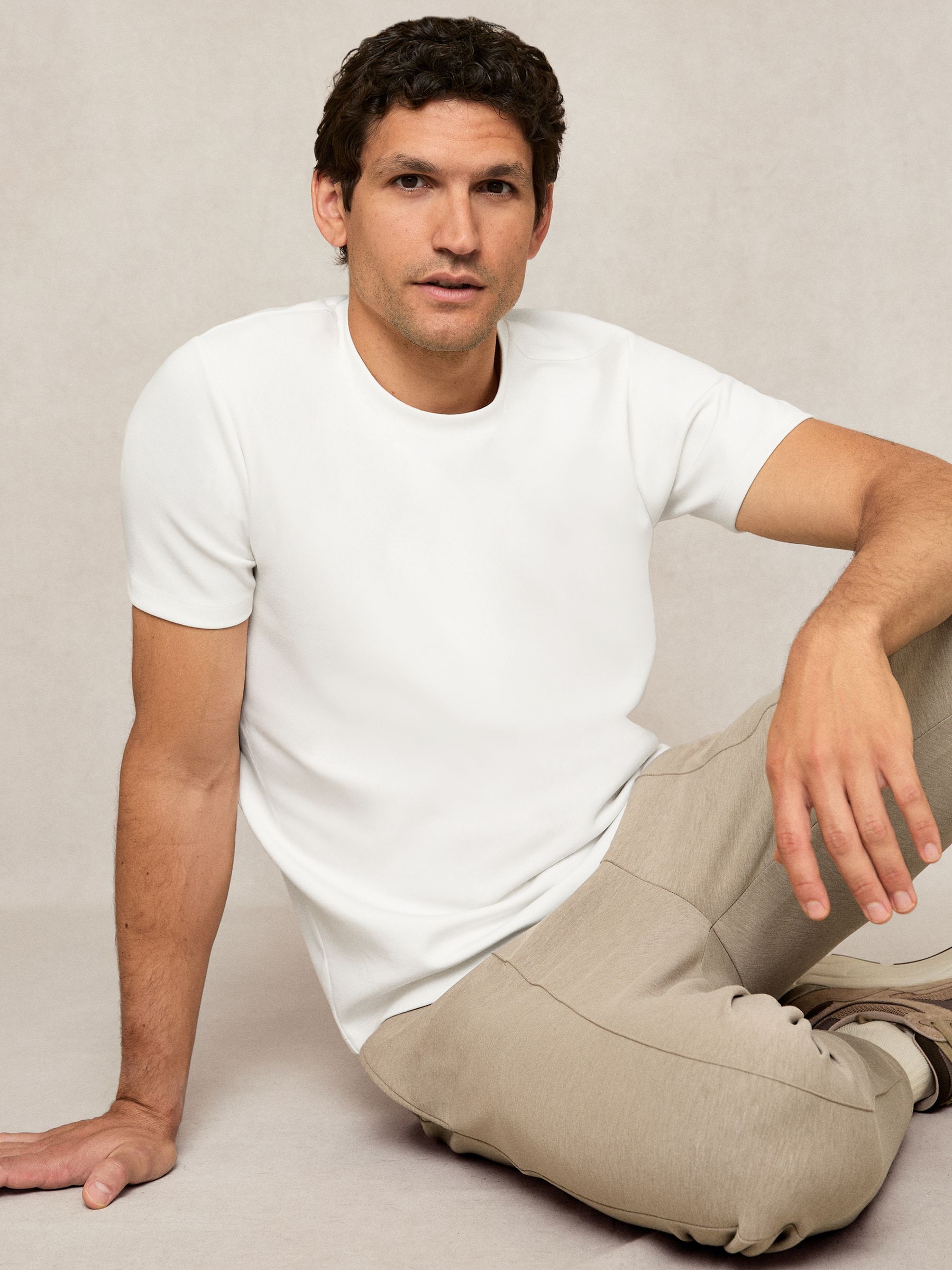 Premium Interlock Crew-Neck T-Shirt in White - Image 1 of 5