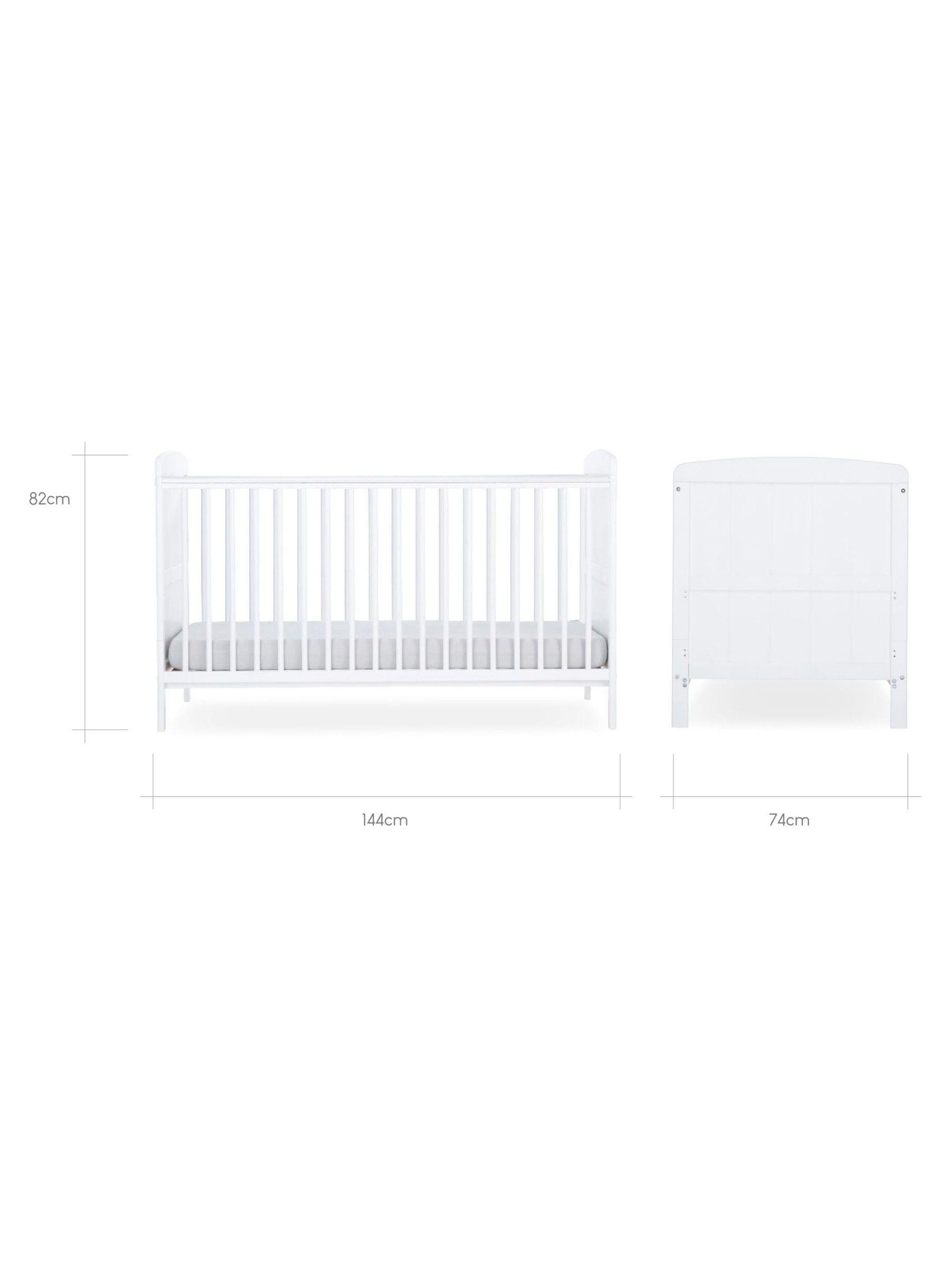CuddleCo White Juliet Cot Bed with Mother and Baby Rose Gold Sprung Mattress - Image 6 of 7