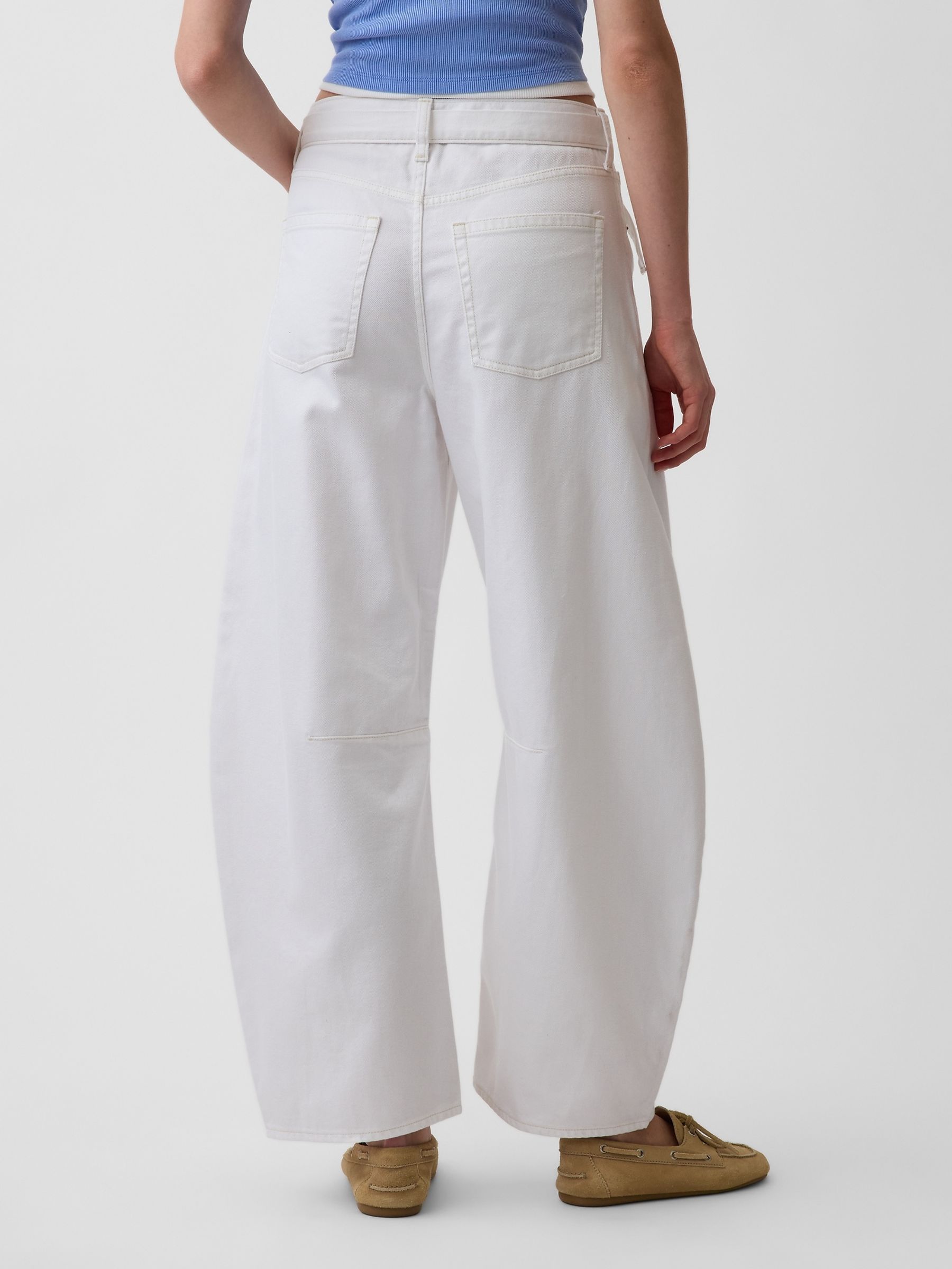 White High Waisted UltraSoft Belted Horseshoe Jeans - Image 2 of 4