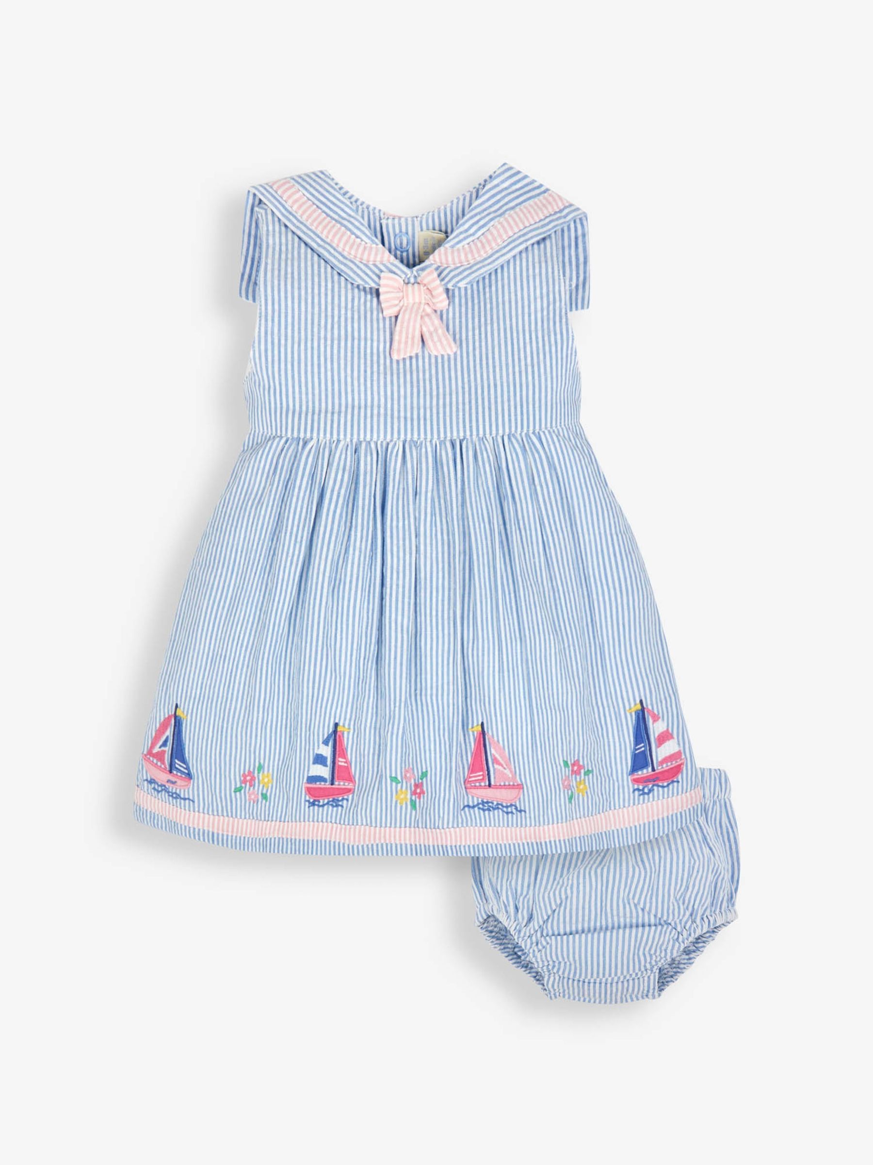 Blue Sailboat Baby Dress With Knickers - Image 3 of 7