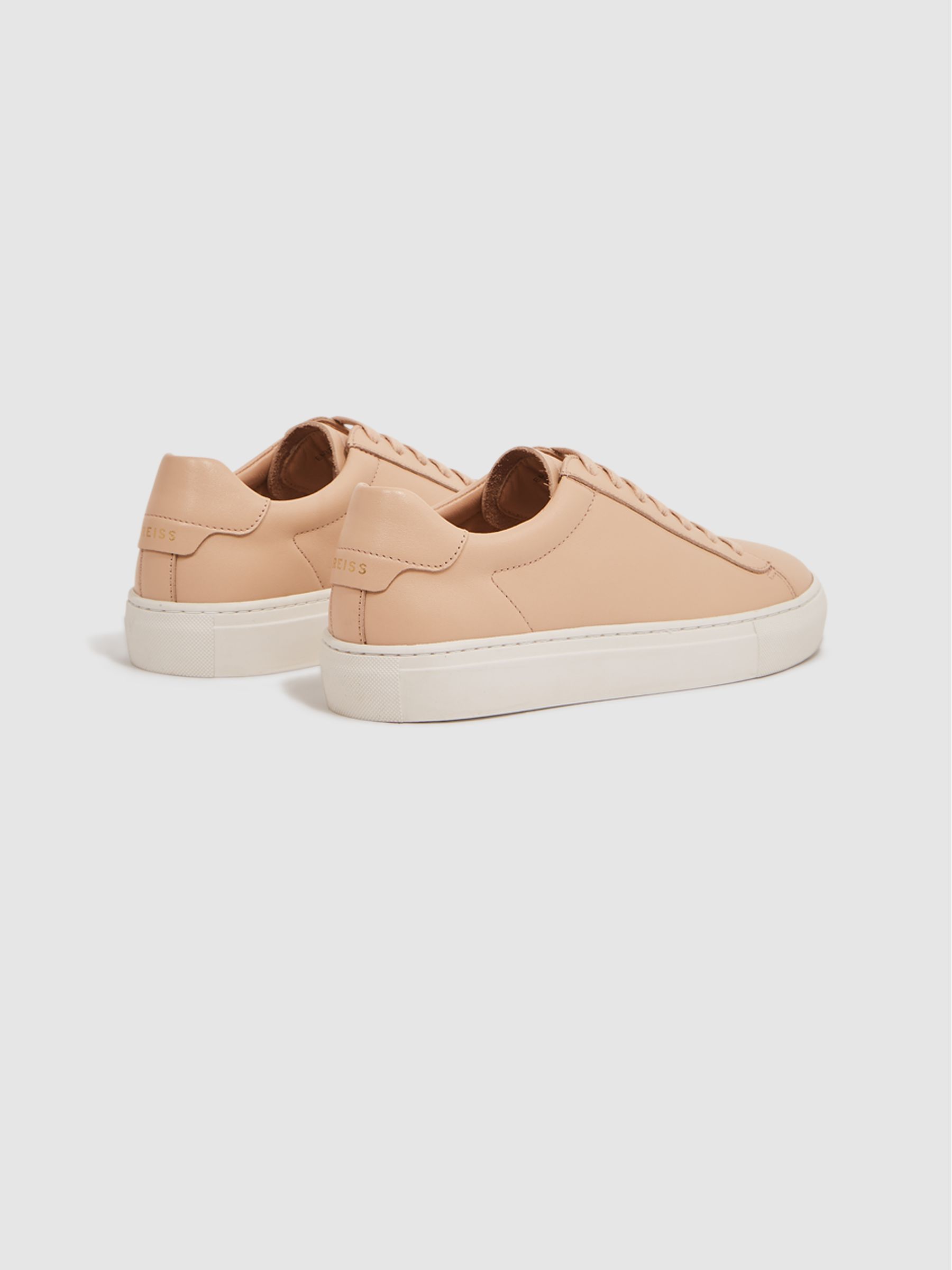 Lace-Up Leather Trainers in Biscuit - Image 4 of 5