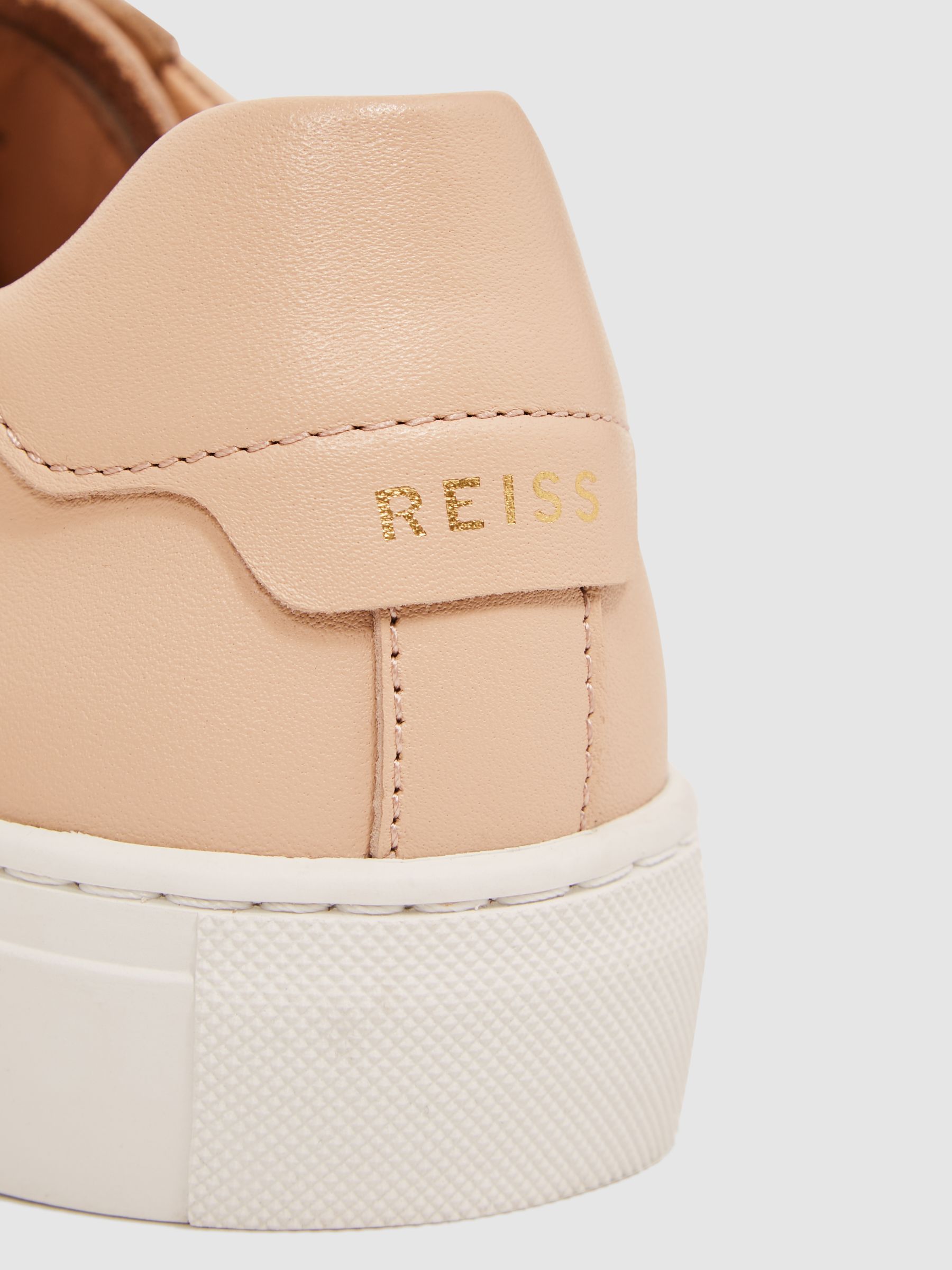 Lace-Up Leather Trainers in Biscuit - Image 5 of 5