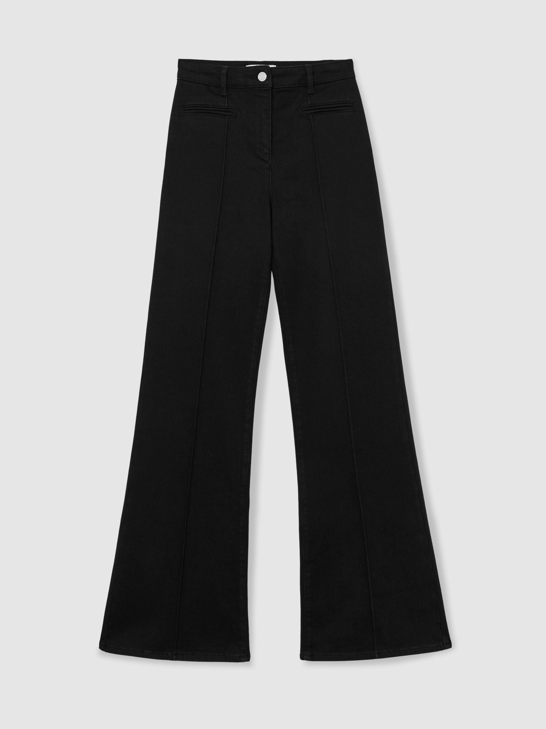 Pintuck-Detail Flared Jeans in Black - Image 2 of 7