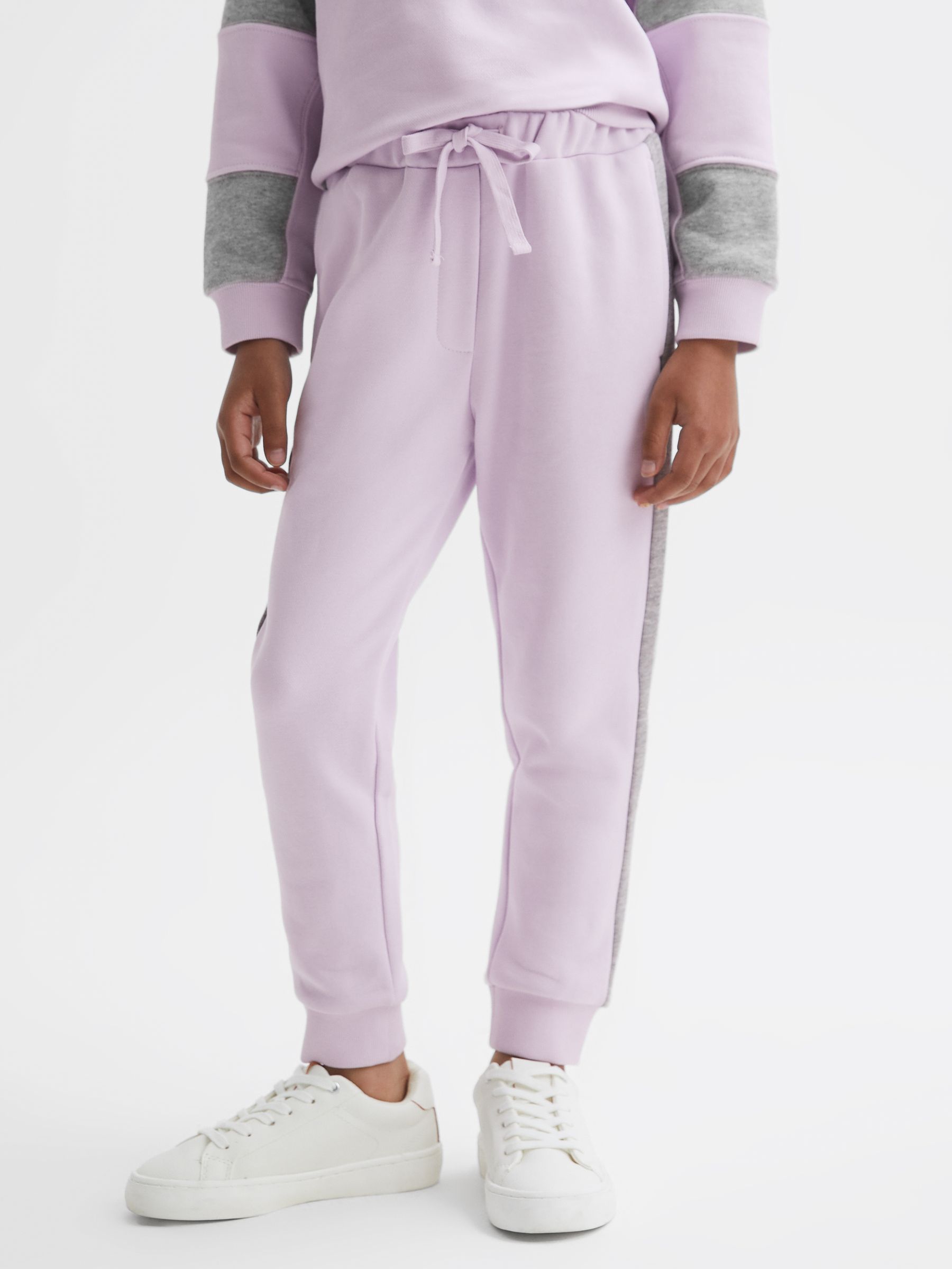 4-9 yrs Side Stripe Drawstring Joggers in Lilac - Image 3 of 5