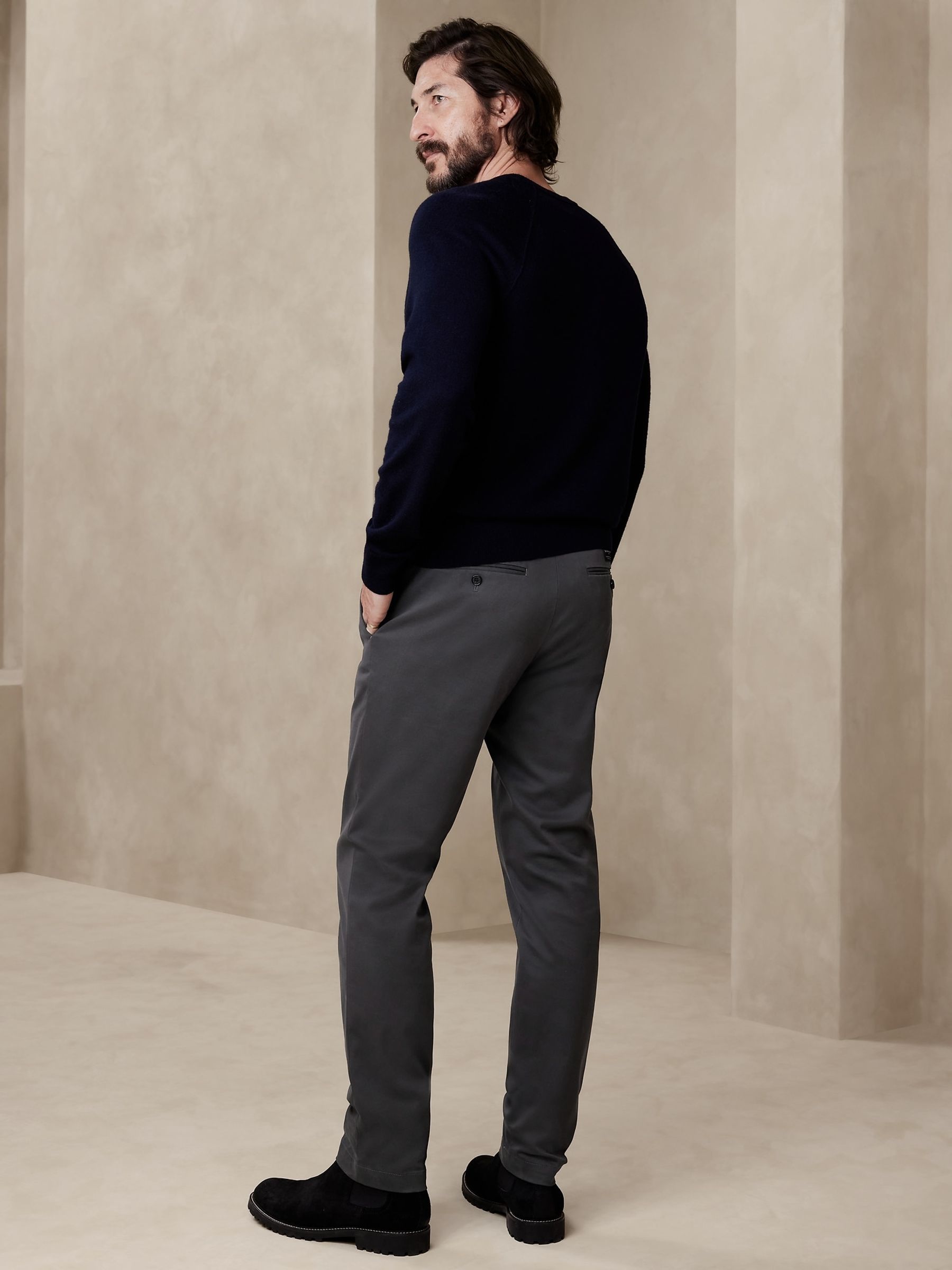 Banana Republic Dark Grey Slim Rapid Movement Chino | Gap