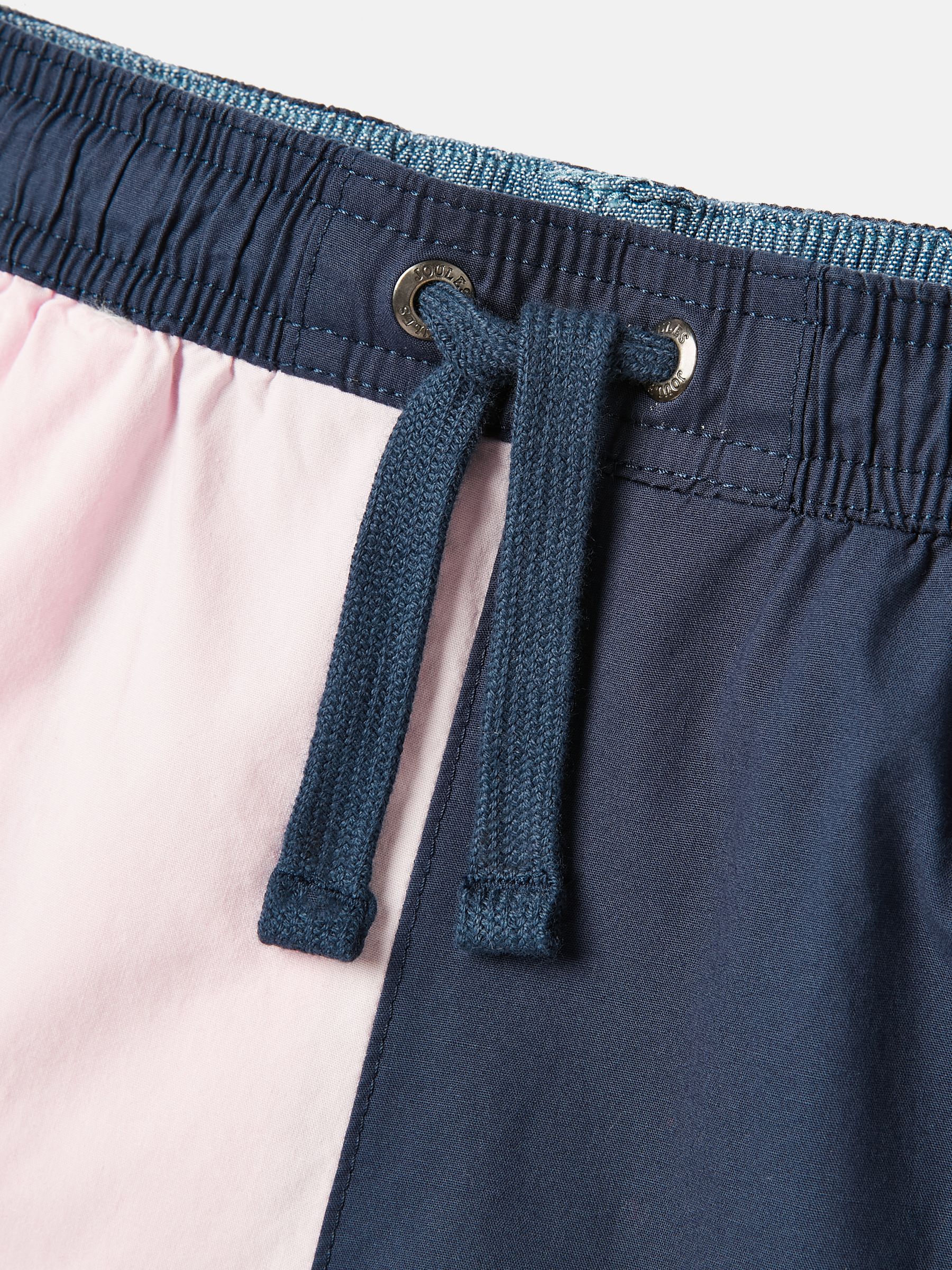 Quayside Navy & Pink Elastic Waist Chino Shorts - Image 3 of 5