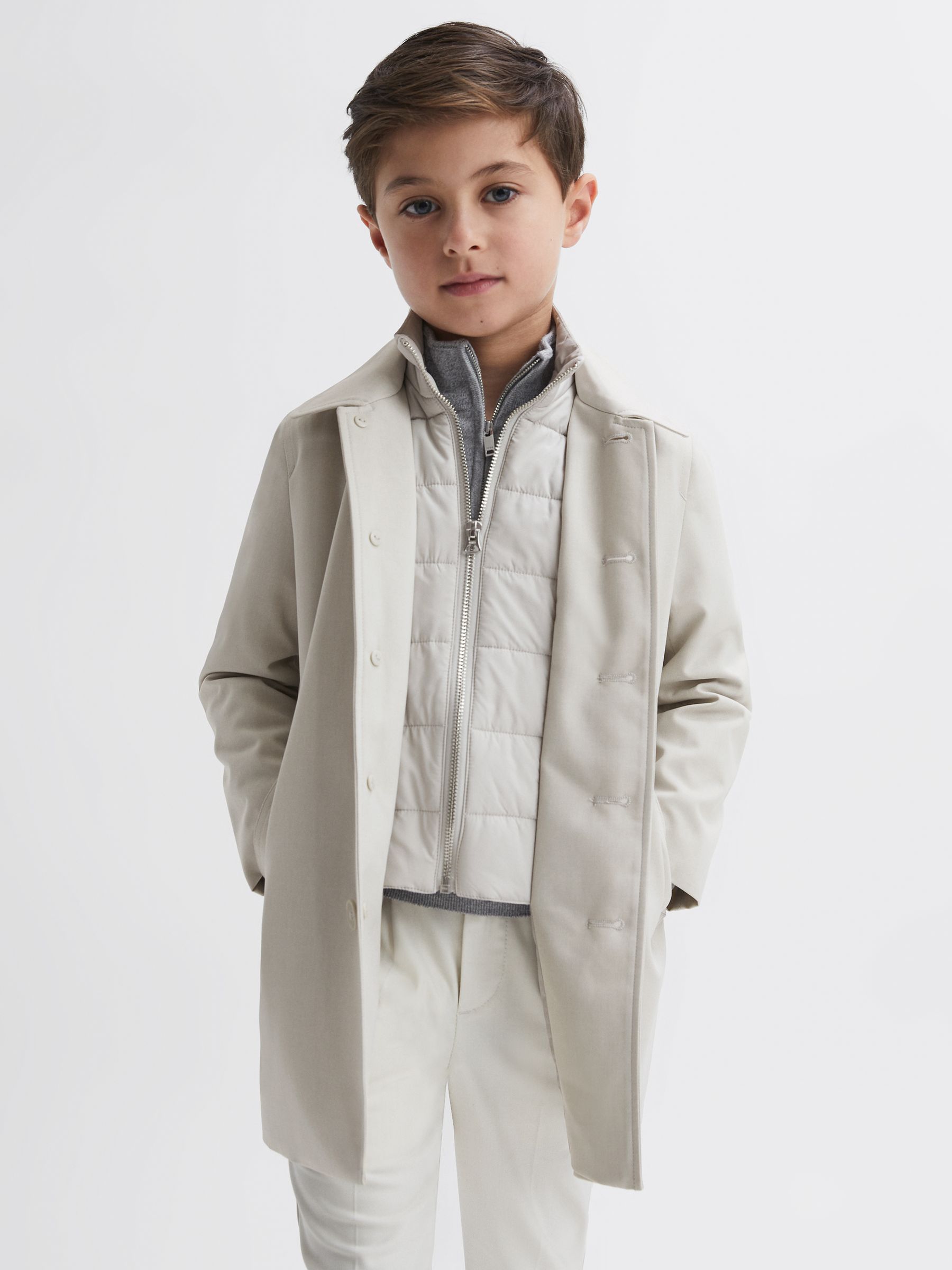 Junior Trench With Funnel-Neck Insert in Stone - Image 3 of 7