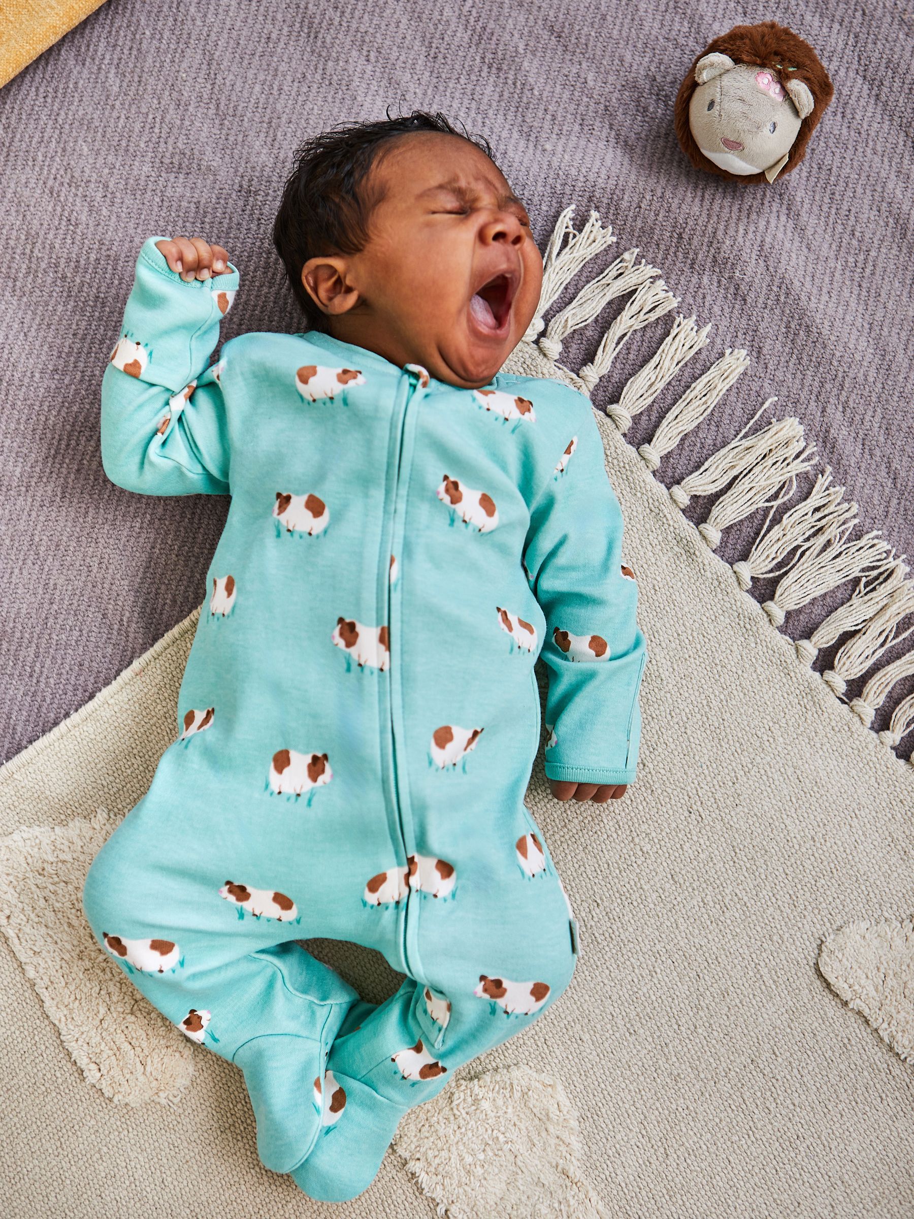 Blue Guinea Pig Print Zip Cotton Baby Sleepsuit - Image 2 of 4
