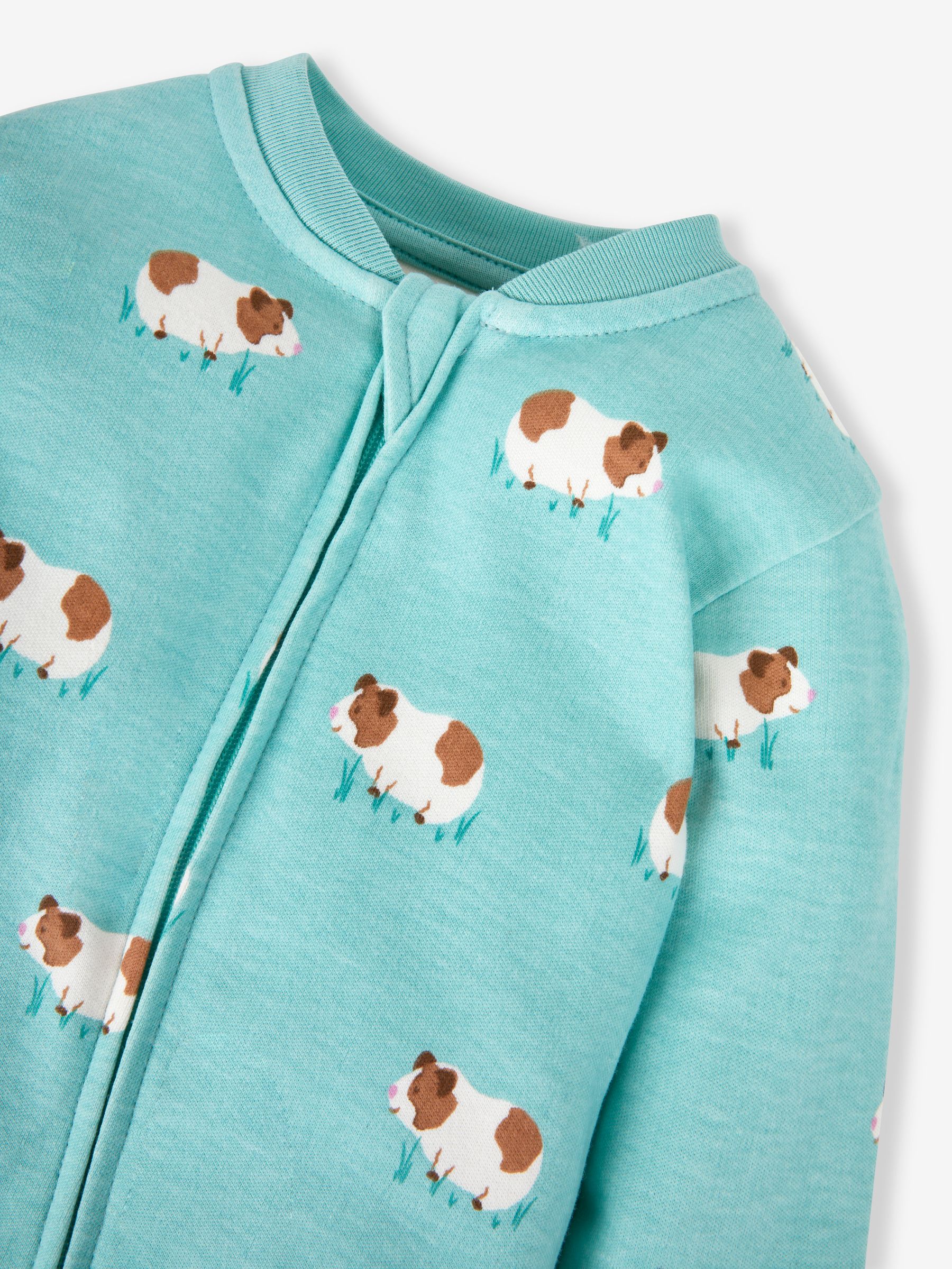 Blue Guinea Pig Print Zip Cotton Baby Sleepsuit - Image 4 of 4