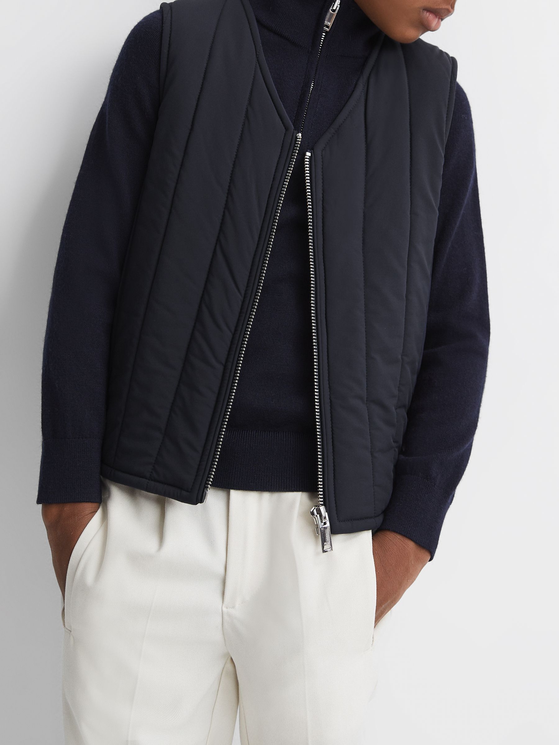 3-9 yrs Quilted Sleeveless Gilet in Navy - Image 1 of 6