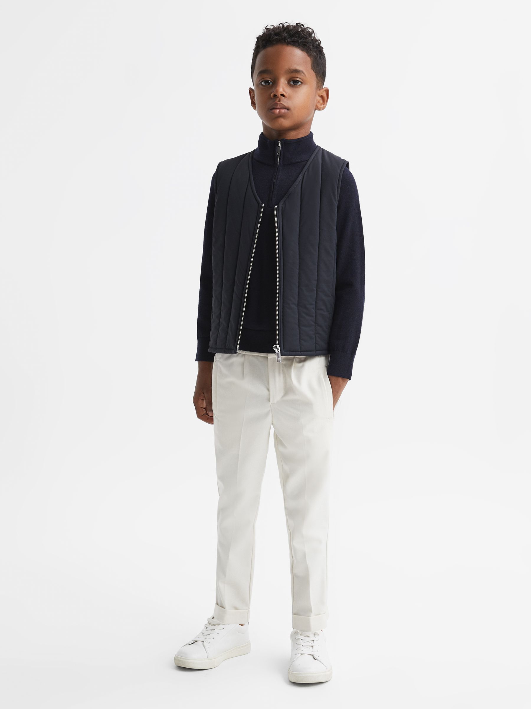 3-9 yrs Quilted Sleeveless Gilet in Navy - Image 4 of 6