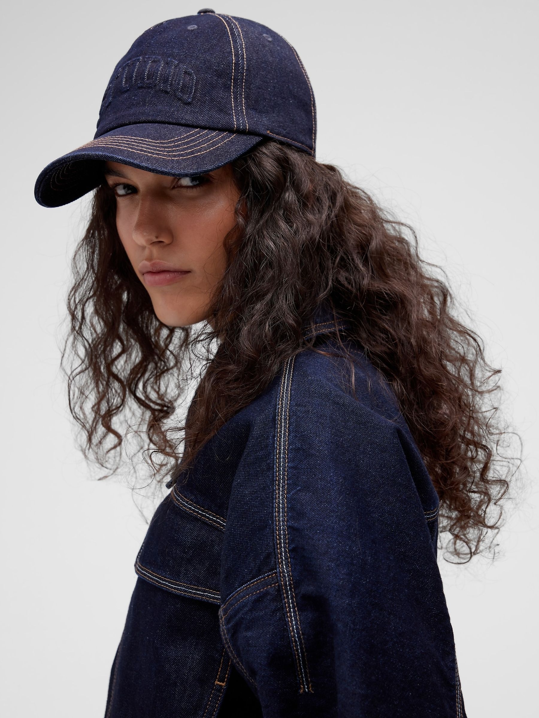GapStudio Dark Wash Logo Baseball Cap - Image 1 of 7