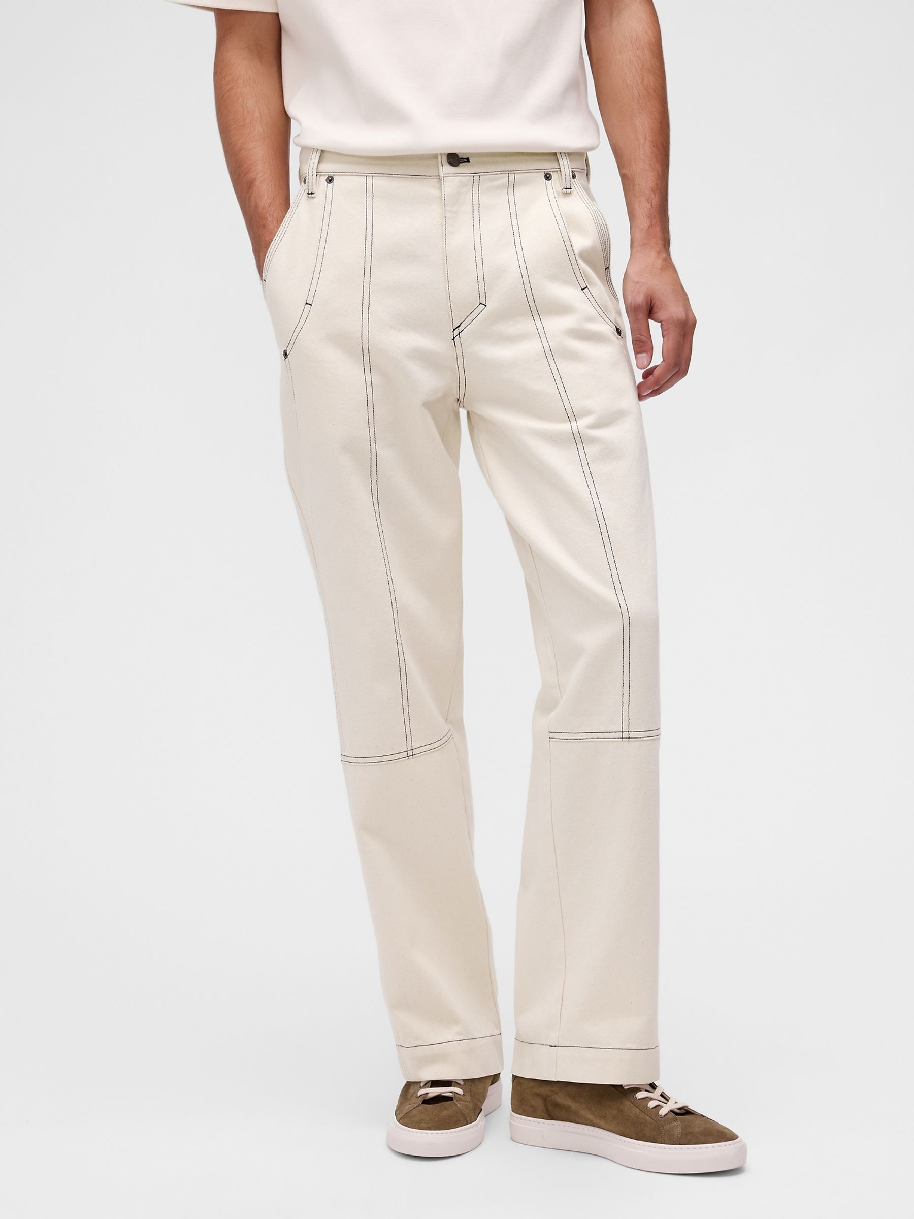 GapStudio Cream Relaxed Utility Jeans - Image 1 of 9