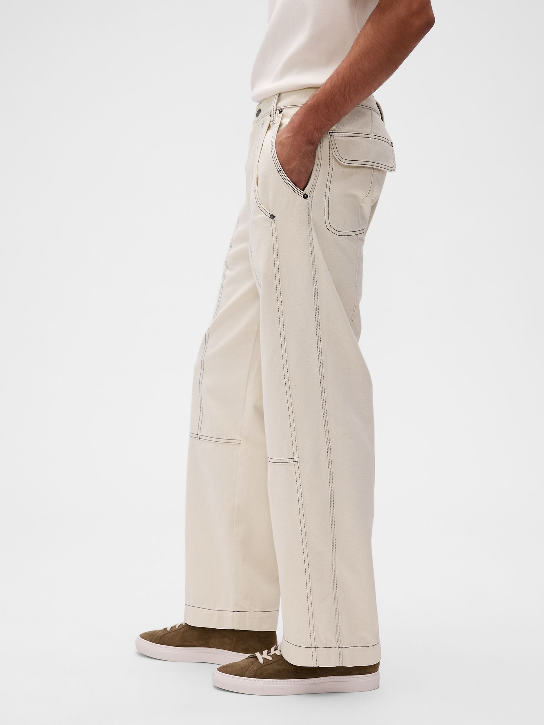GapStudio Cream Relaxed Utility Jeans - Image 3 of 9