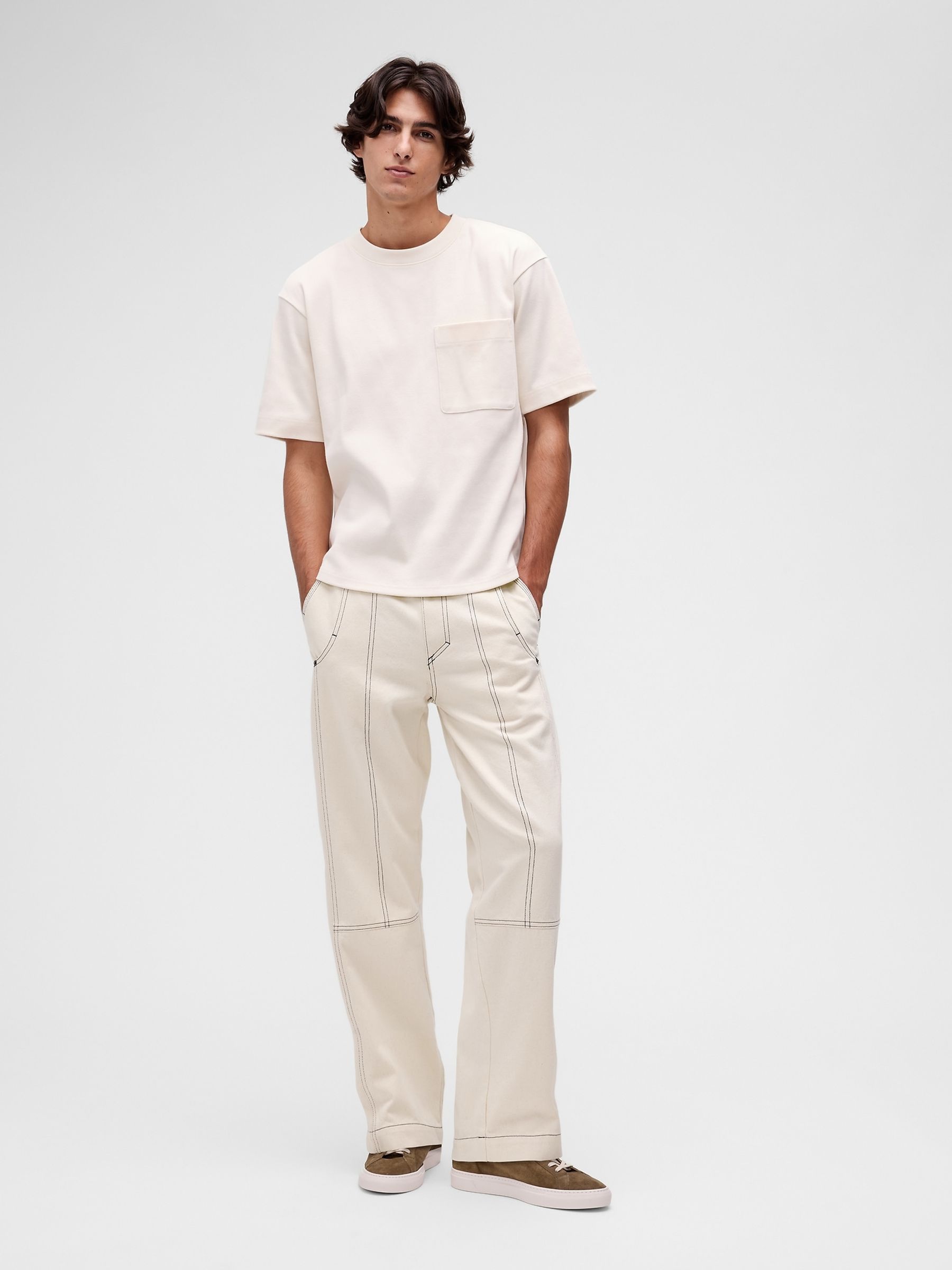 GapStudio Cream Relaxed Utility Jeans - Image 4 of 9