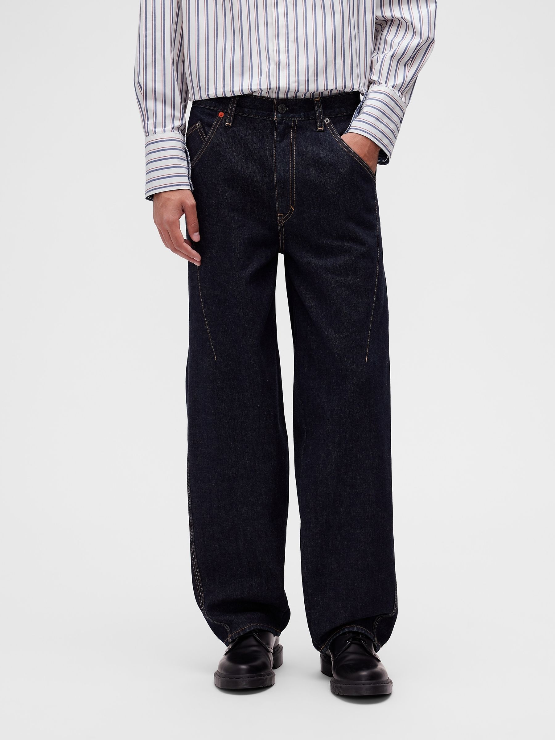 GapStudio Dark Wash Seamed Straight Jeans - Image 1 of 7