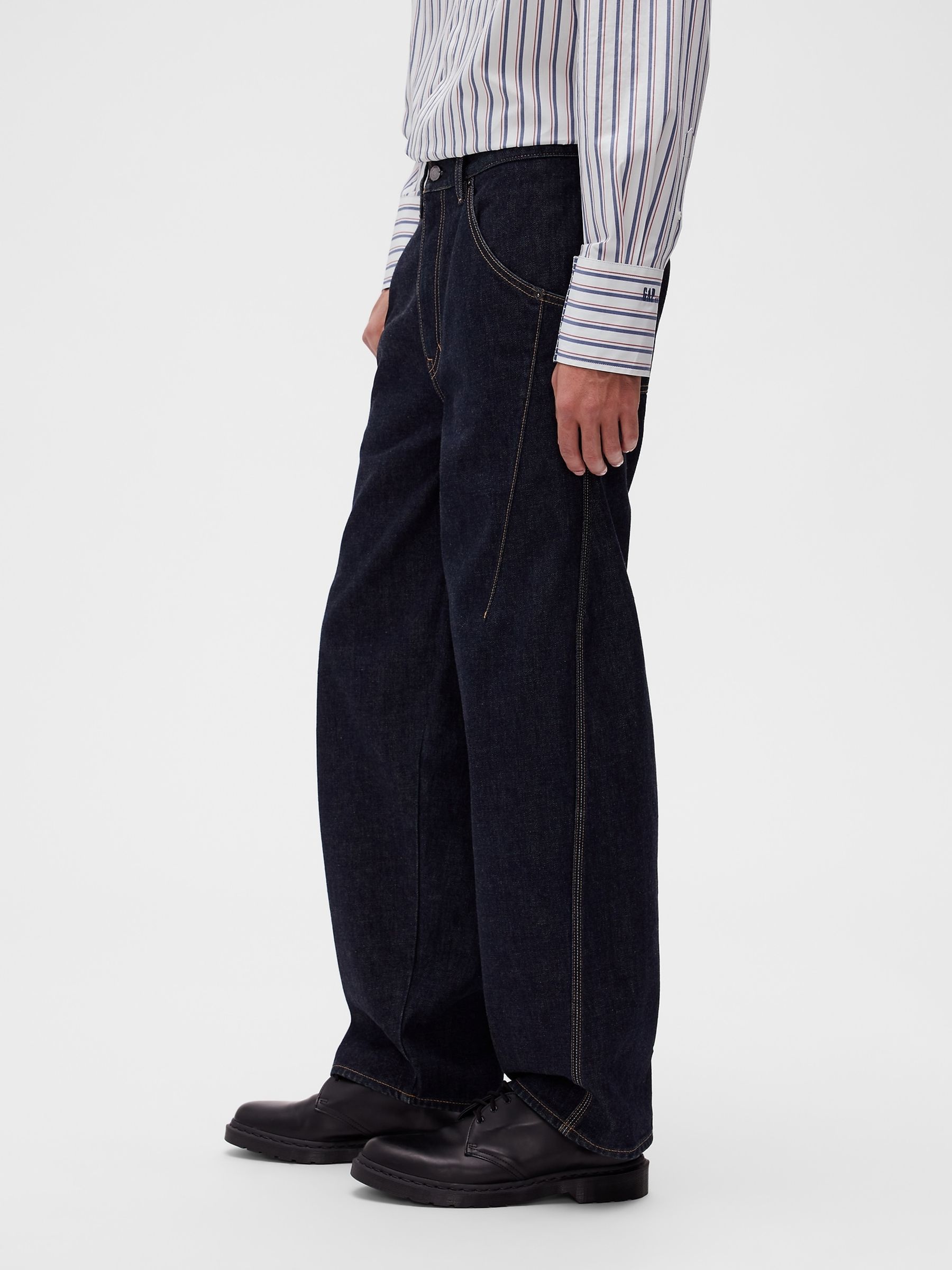 GapStudio Dark Wash Seamed Straight Jeans - Image 3 of 7