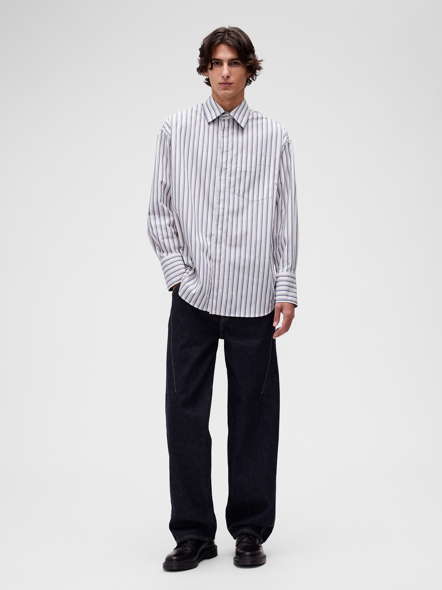 GapStudio Dark Wash Seamed Straight Jeans - Image 4 of 7