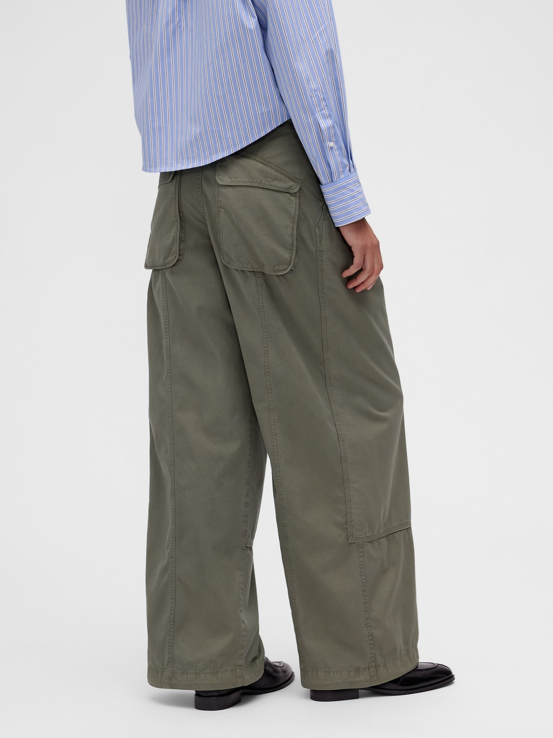 GapStudio Green Pleated Parachute Trousers - Image 2 of 8