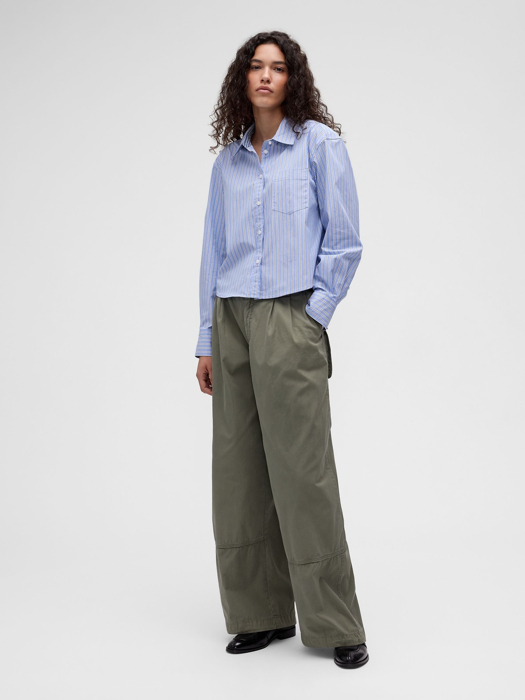 GapStudio Green Pleated Parachute Trousers - Image 4 of 8
