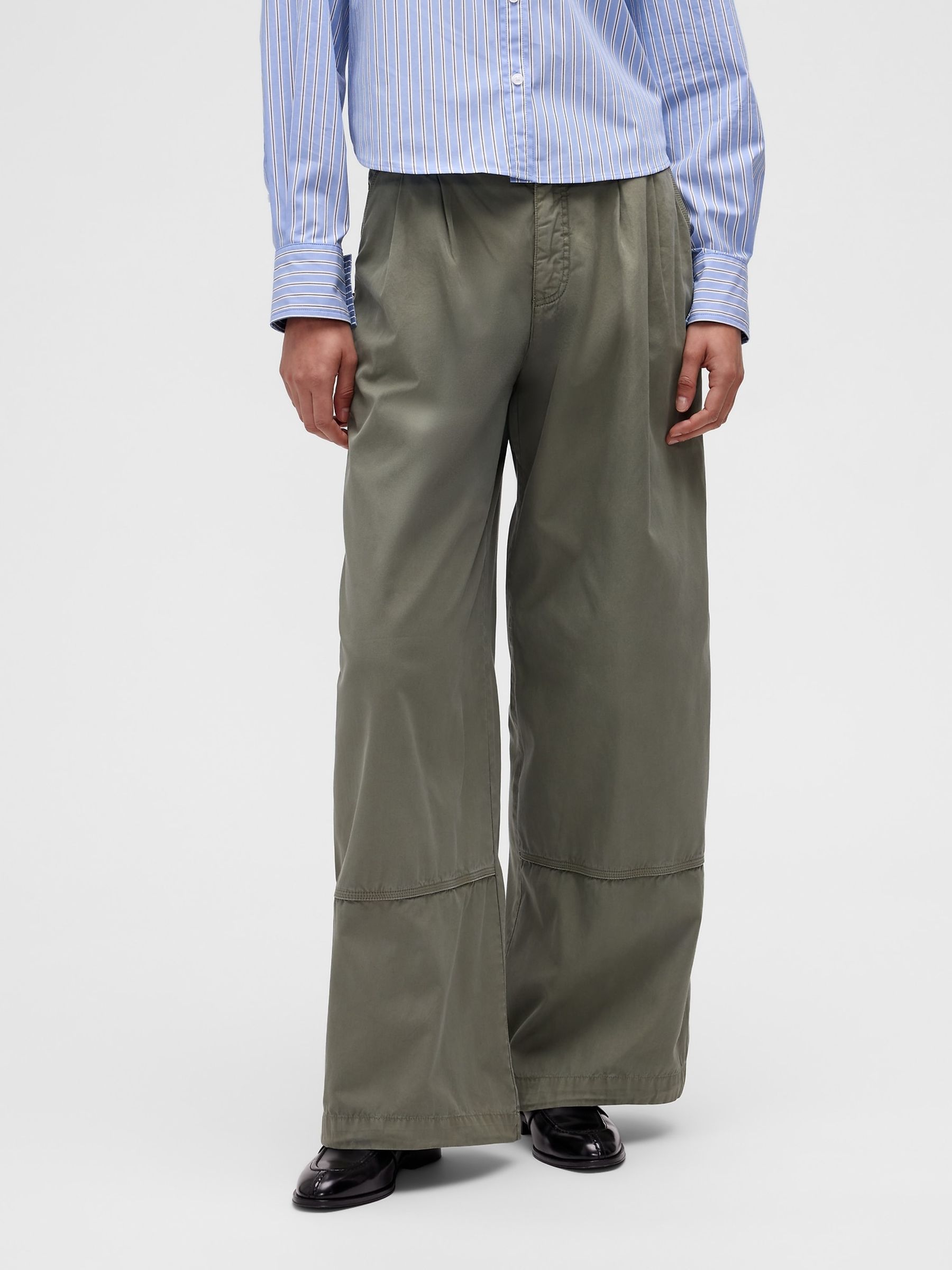 GapStudio Green Pleated Parachute Trousers - Image 5 of 8