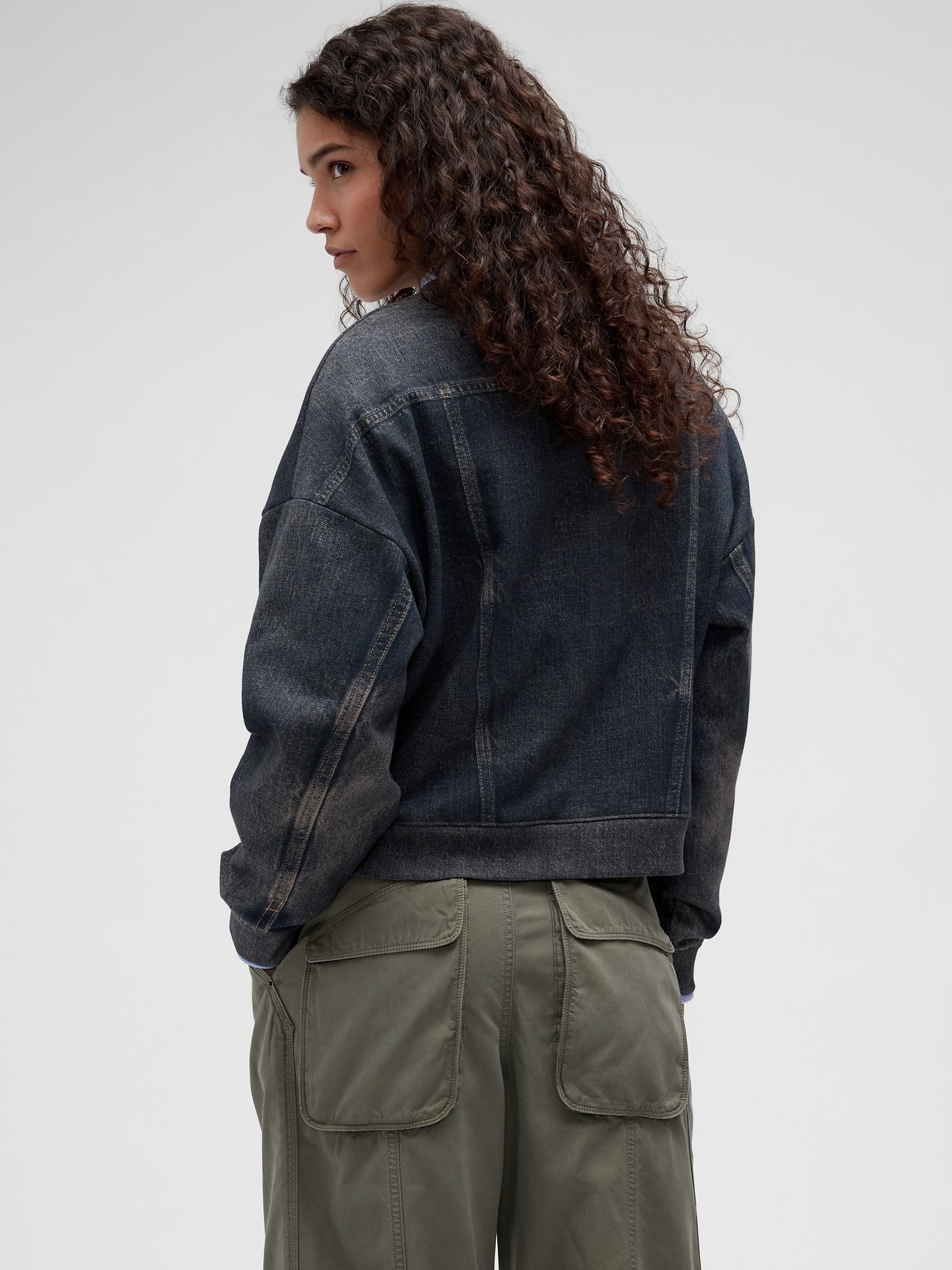 GapStudio Dark Printed Denim Sweatshirt - Image 2 of 8