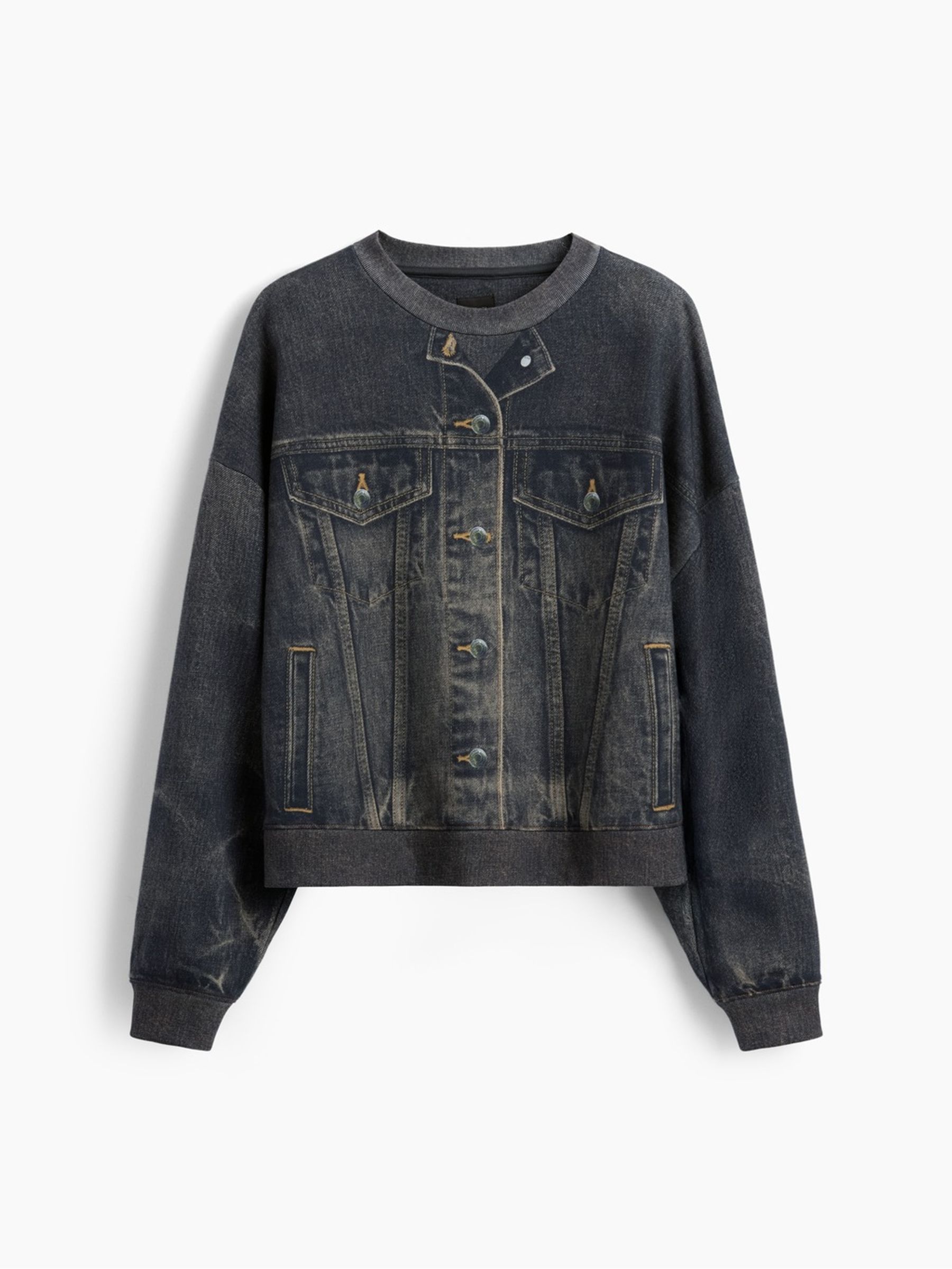 GapStudio Dark Printed Denim Sweatshirt - Image 5 of 8