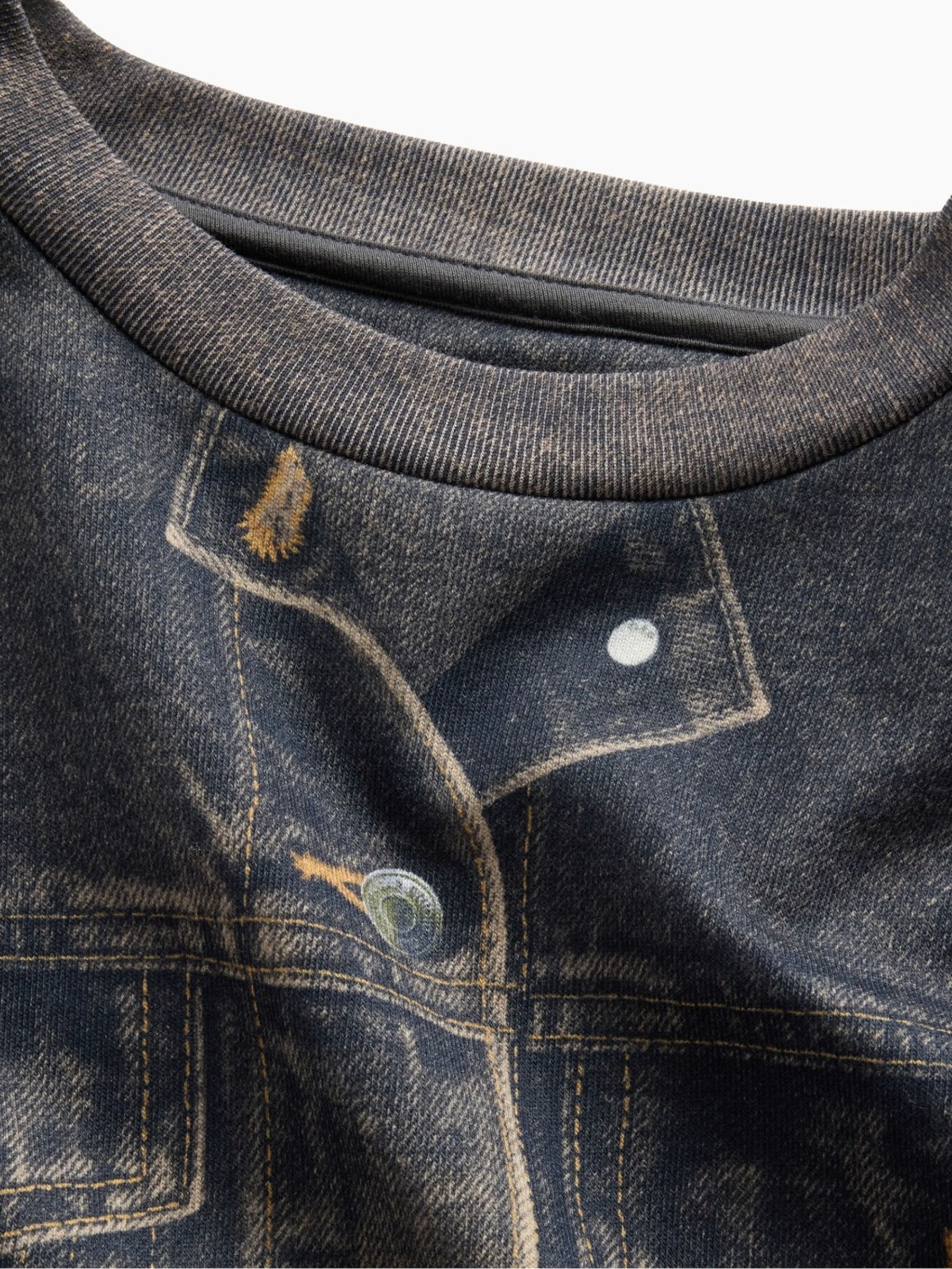 GapStudio Dark Printed Denim Sweatshirt - Image 6 of 8