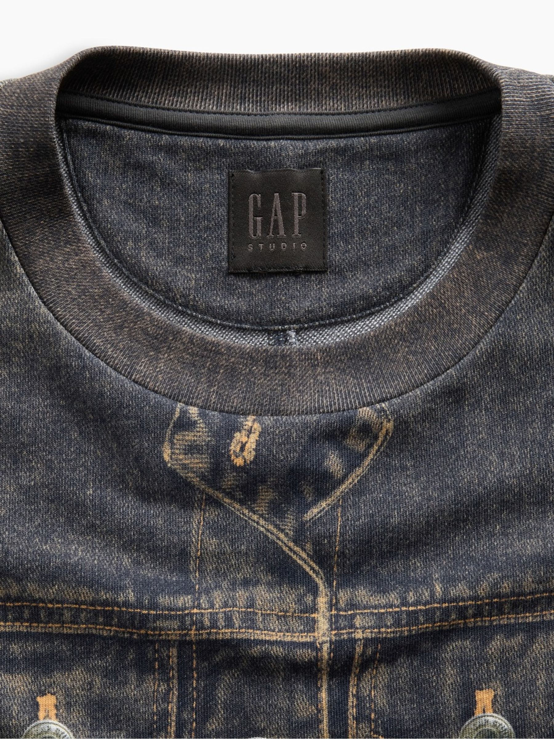 GapStudio Dark Printed Denim Sleeveless Midi Dress - Image 6 of 9