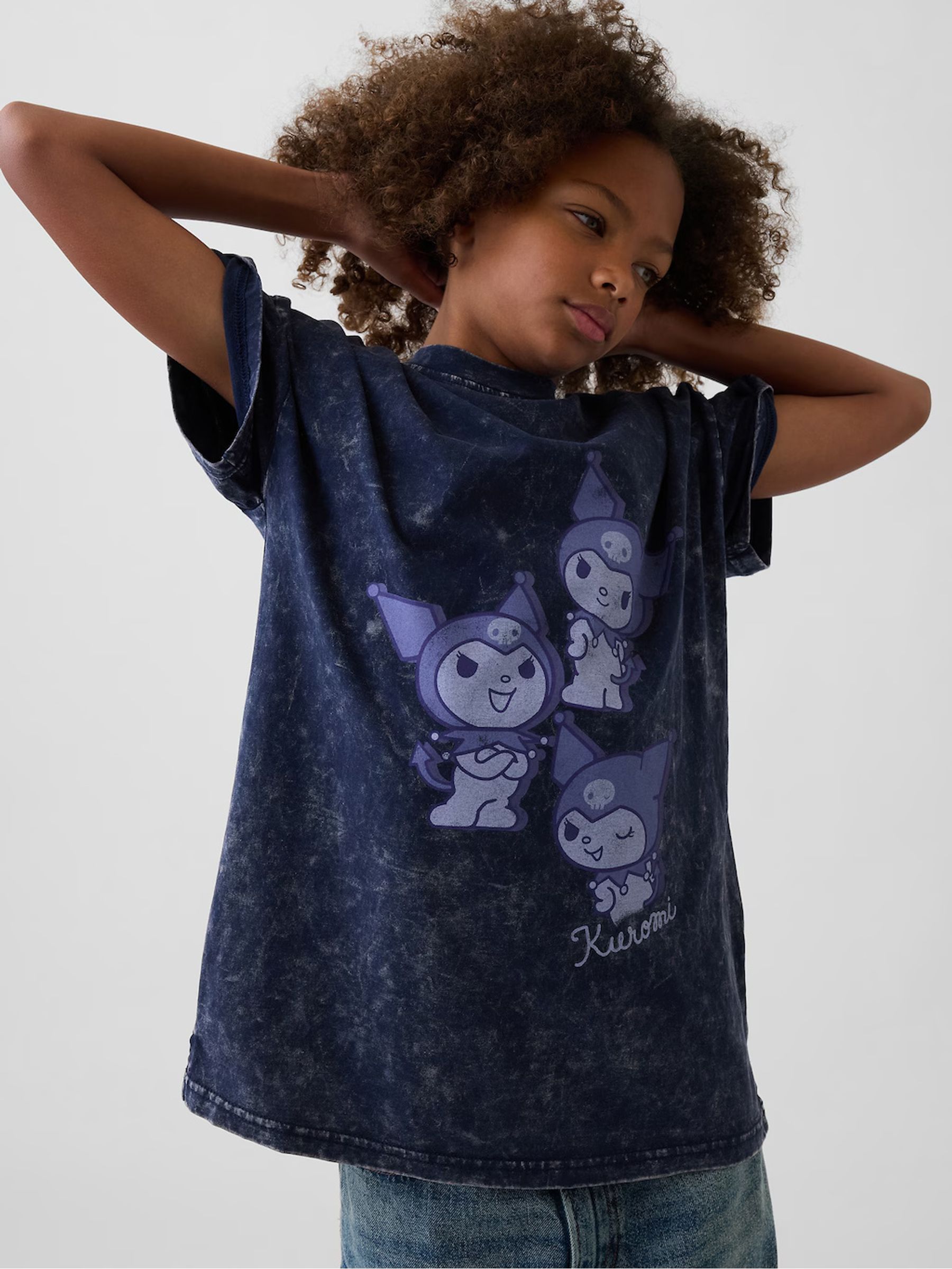 Navy Kuromi Oversized Boxy Graphic T-Shirt - Image 1 of 4