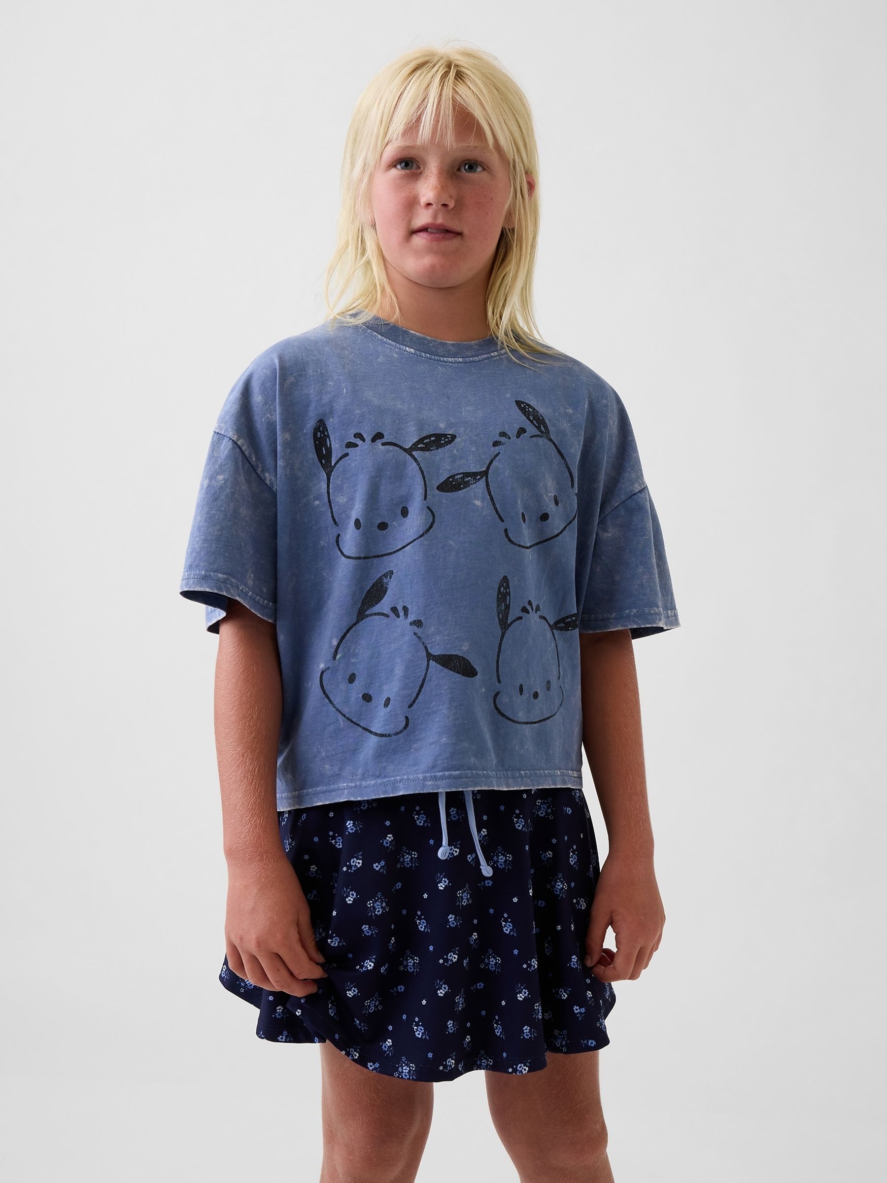 Blue Pochacco Oversized Boxy Graphic T-Shirt - Image 1 of 5 Blue Pochacco Oversized Boxy Graphic T-Shirt - Image 1 of 5