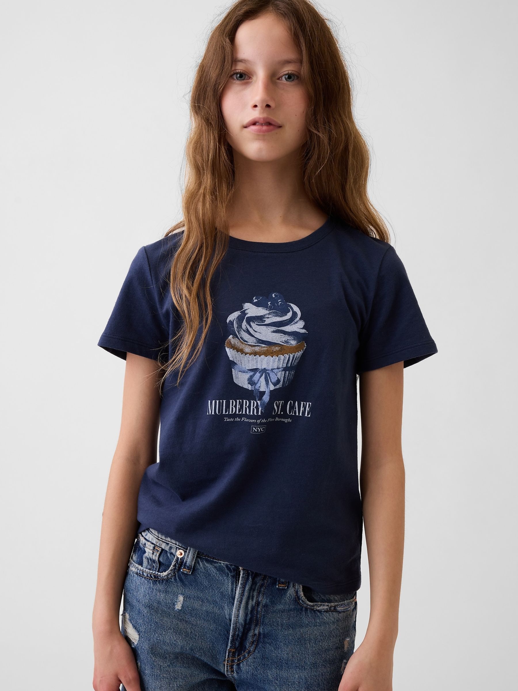 Navy Cupcake Logo Graphic Short Sleeve T-Shirt - Image 1 of 4