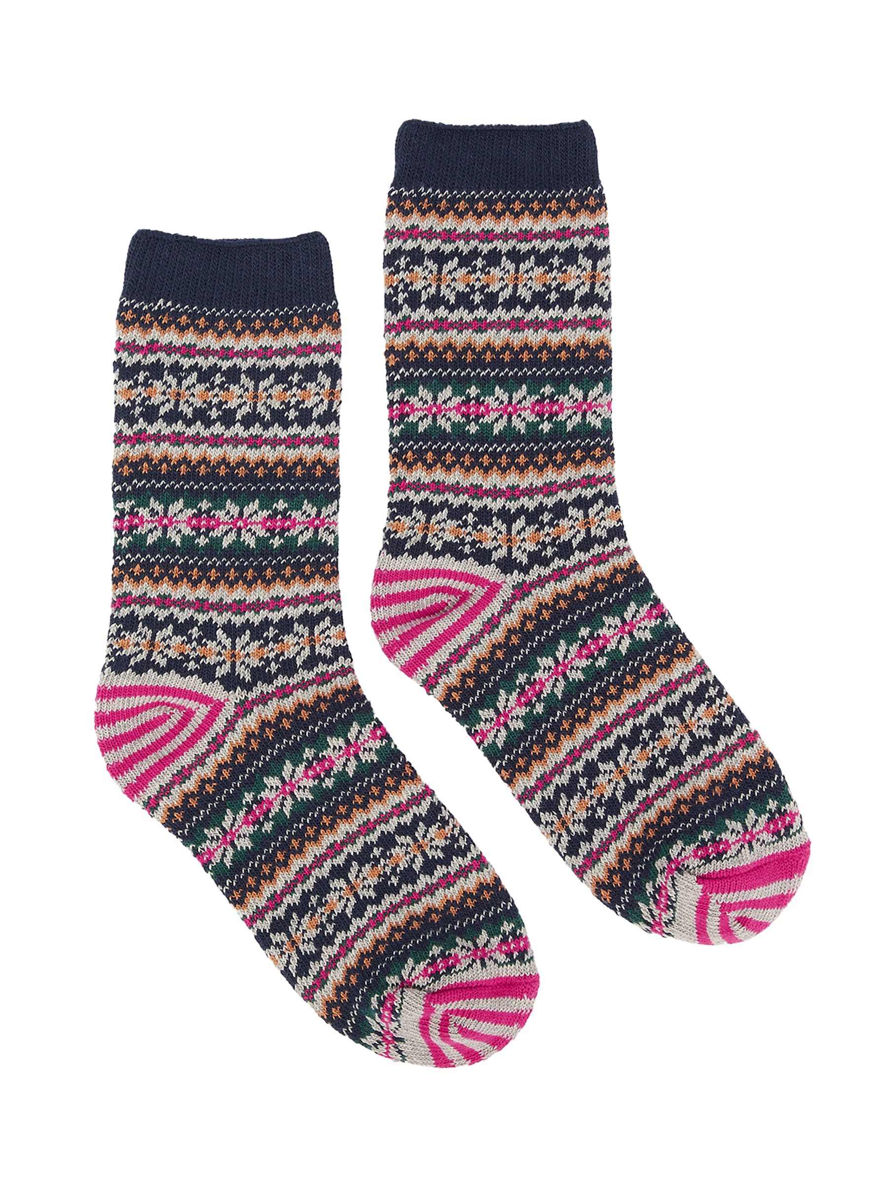 Women's Lucille Navy Fairisle Pattern Socks - Image 1 of 3