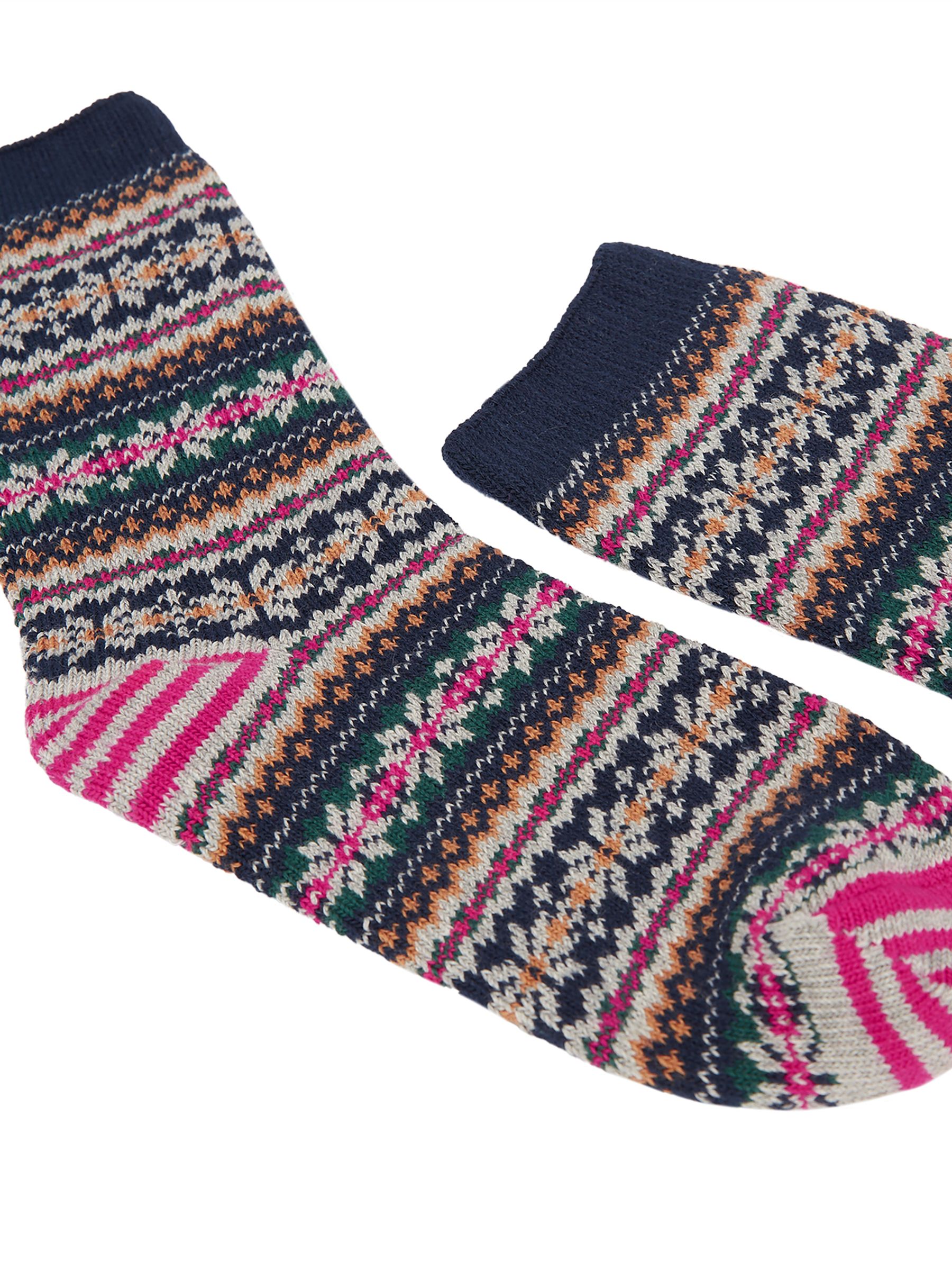 Women's Lucille Navy Fairisle Pattern Socks - Image 2 of 3
