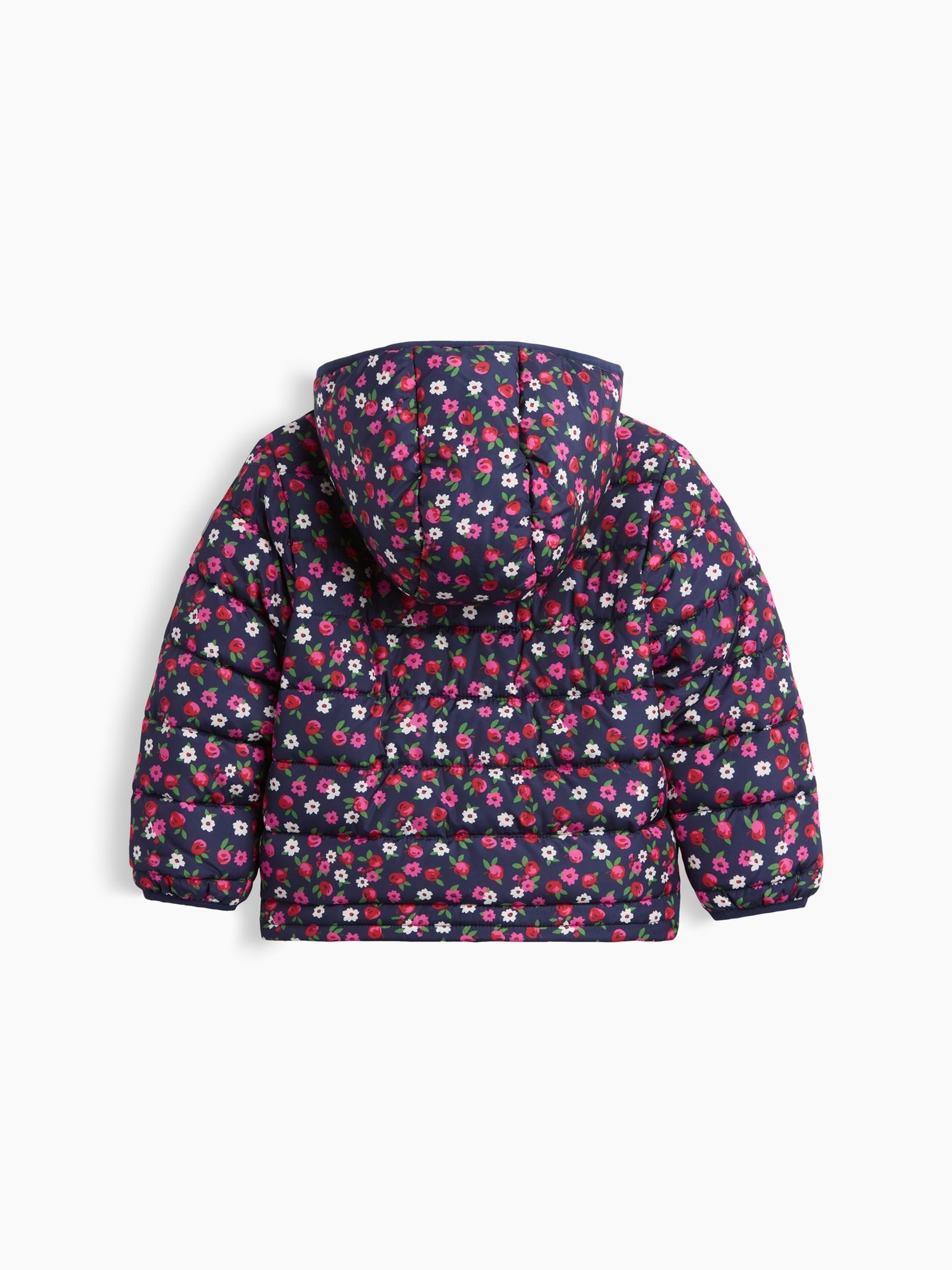 Navy Floral Hooded Puffer Coat - Image 2 of 3