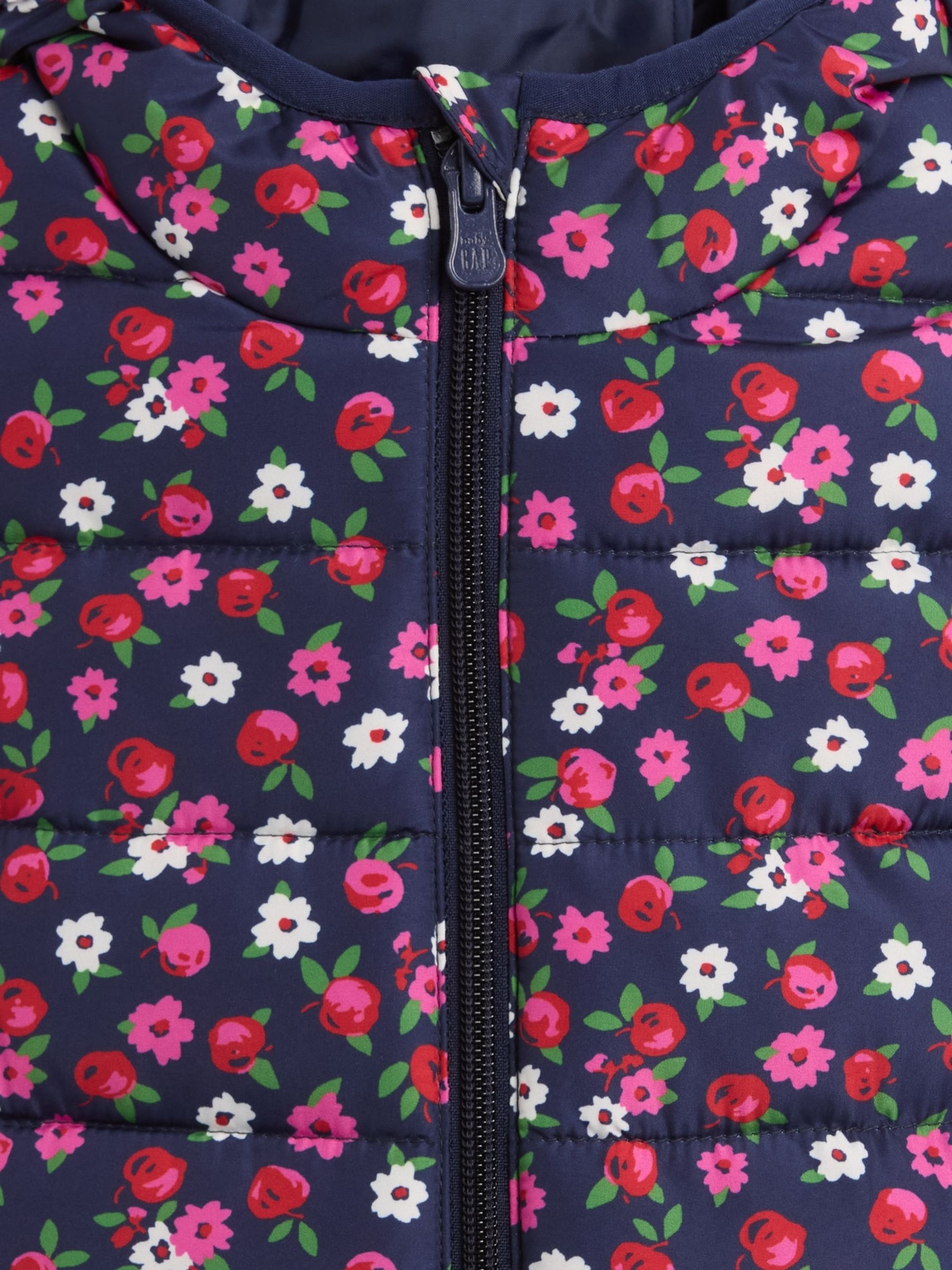 Navy Floral Hooded Puffer Coat - Image 3 of 3