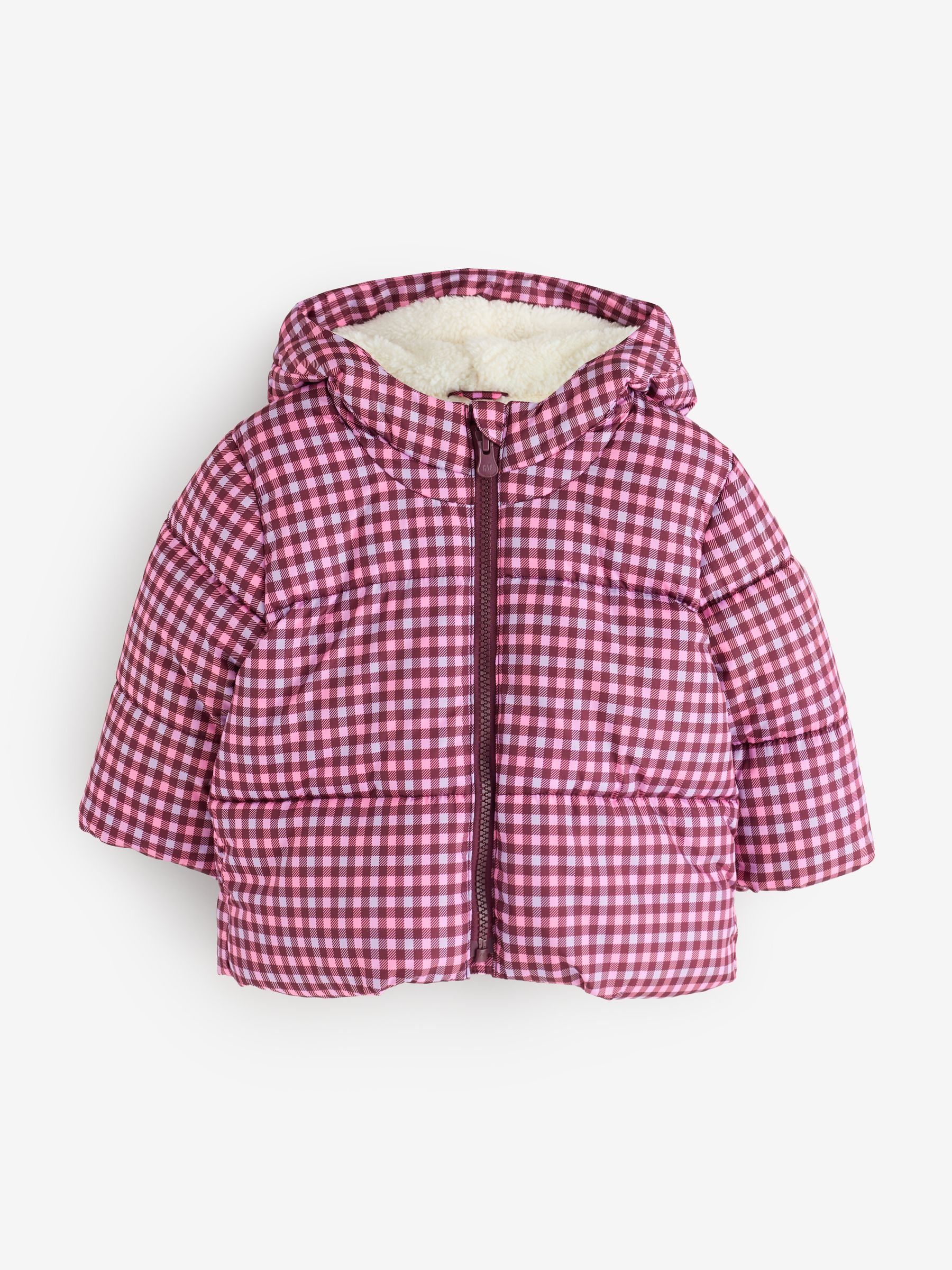 Purple Gingham Print Puffer Jacket - Image 1 of 5