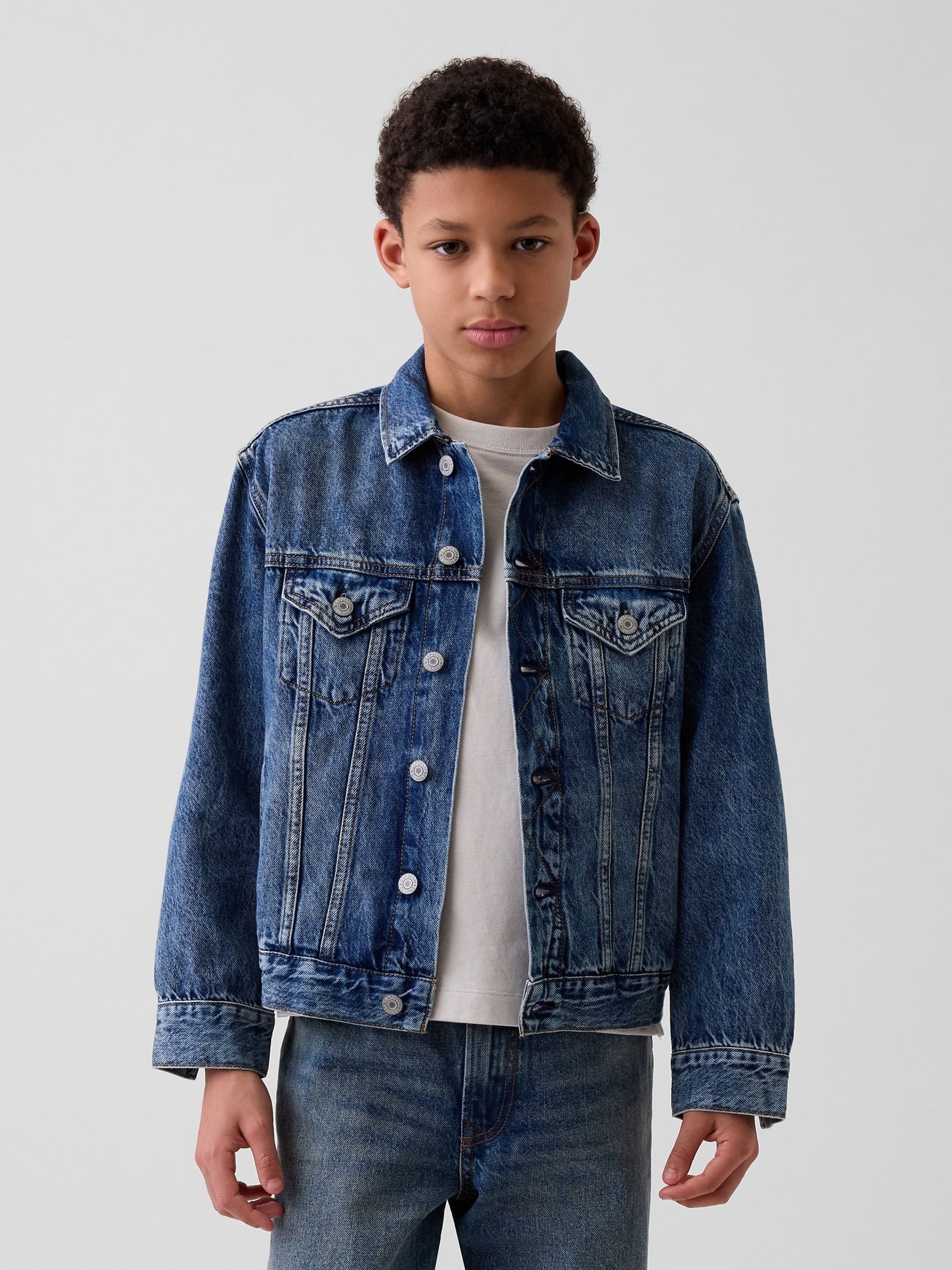 Medium Wash Icon Denim Jacket - Image 1 of 5