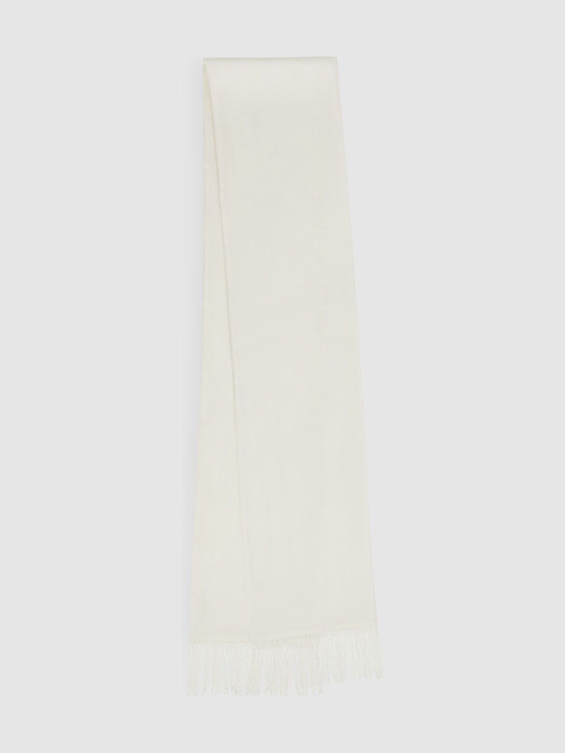 Silk Fringed Scarf in Ivory - Image 1 of 4