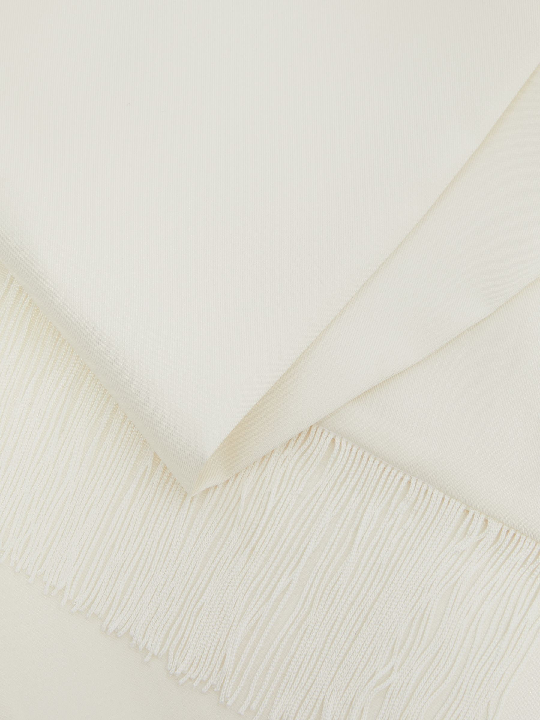 Silk Fringed Scarf in Ivory - Image 4 of 4
