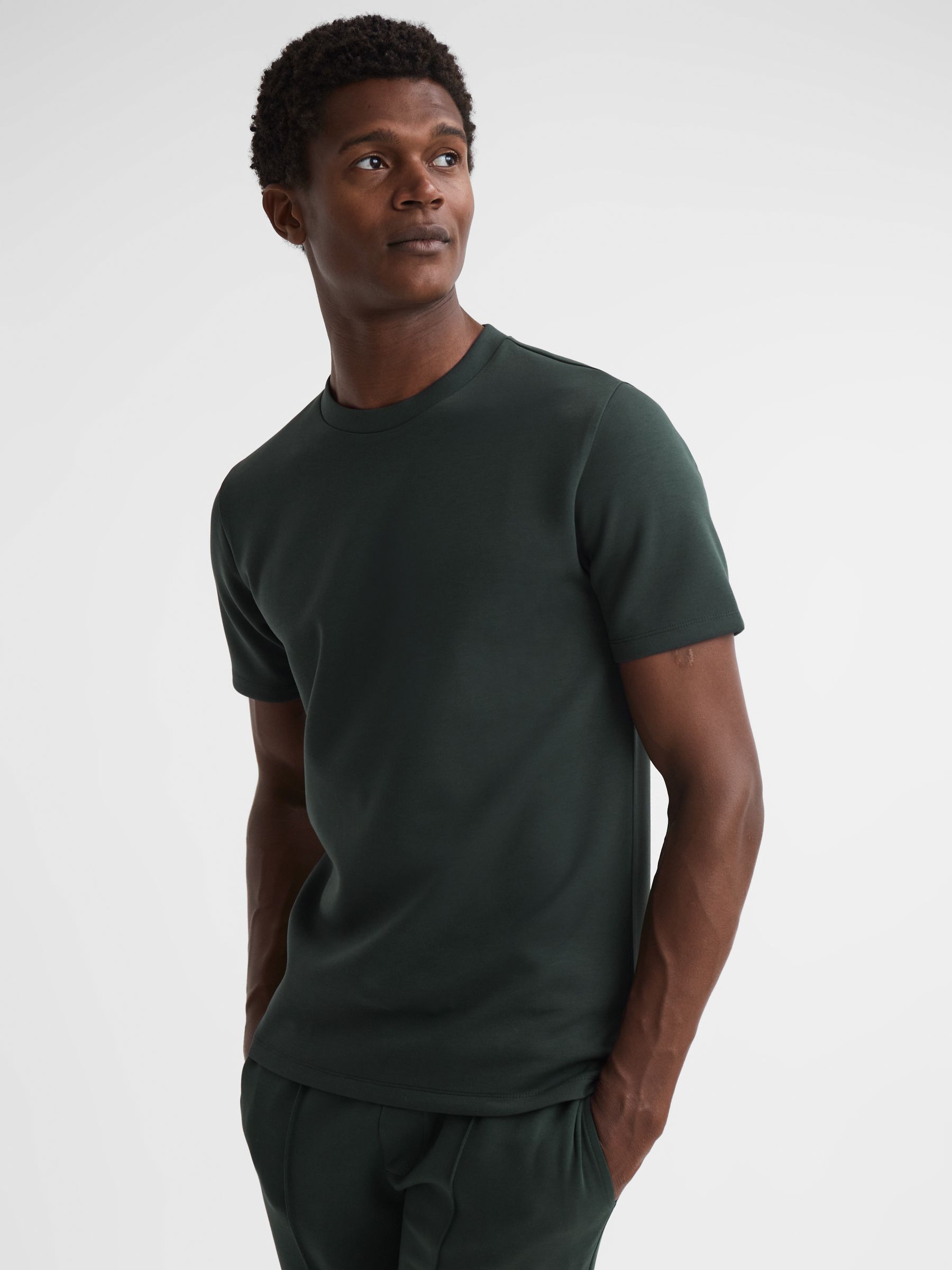 Interlock Jersey Crew Neck T-Shirt in Emerald - Image 1 of 4