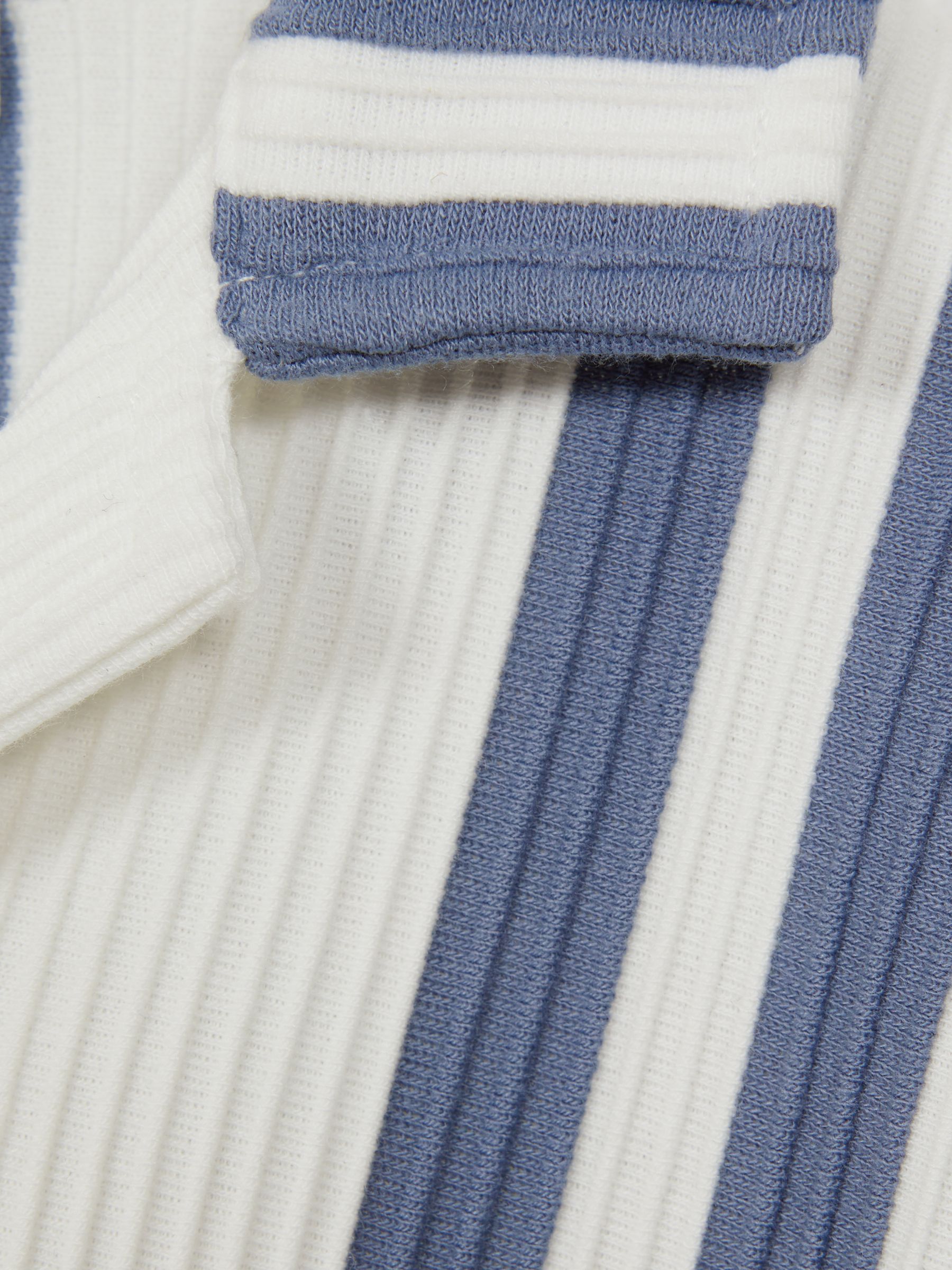 3-9 yrs Ribbed Cuban Collar Shirt in White/Airforce Blue - Image 6 of 13