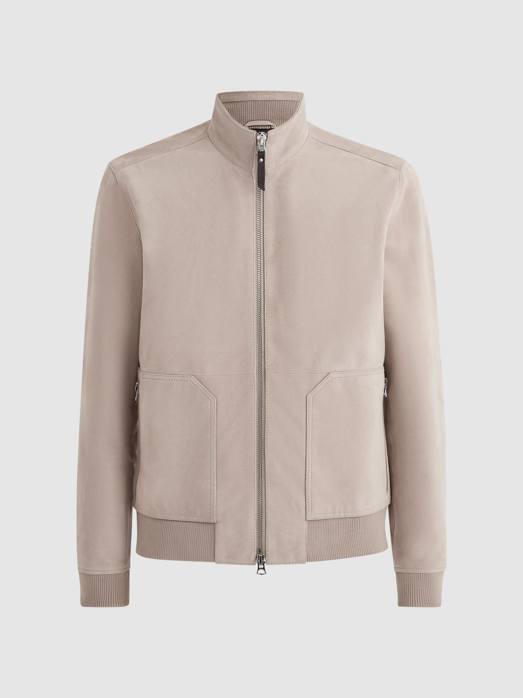 Suede Zip Through Jacket in Stone - Image 2 of 5