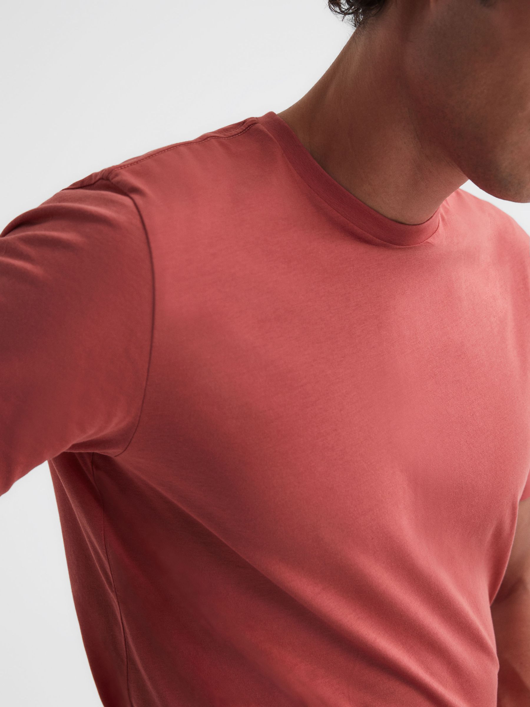 Crew Neck T-Shirt in Coral - Image 1 of 5