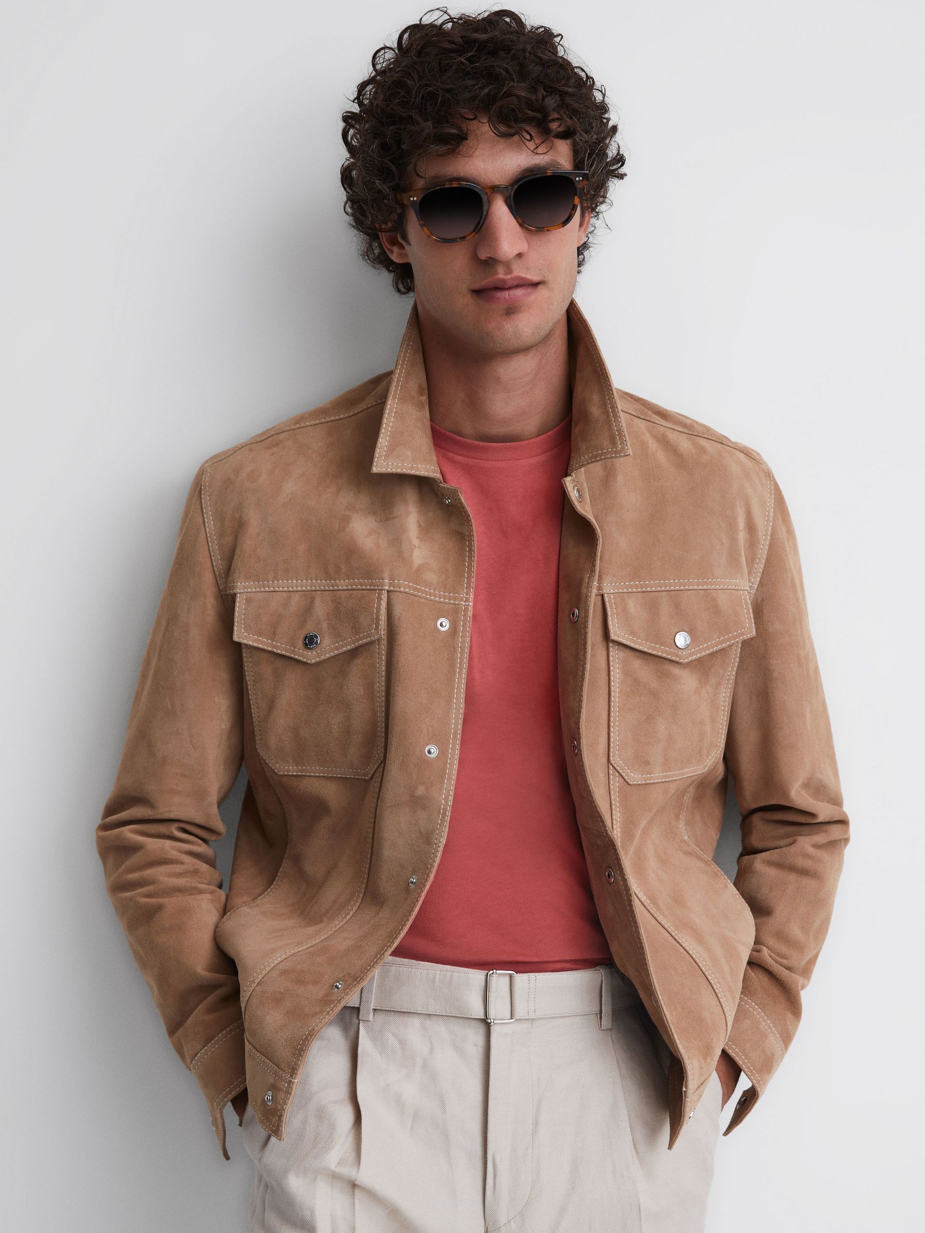 Crew Neck T-Shirt in Coral - Image 3 of 5