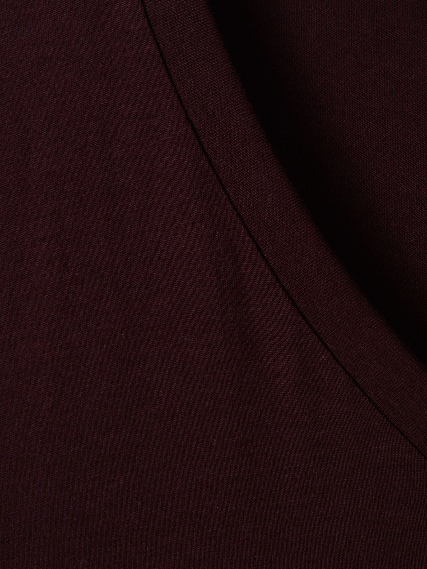Cotton V-Neck T-Shirt in Bordeaux - Image 6 of 6