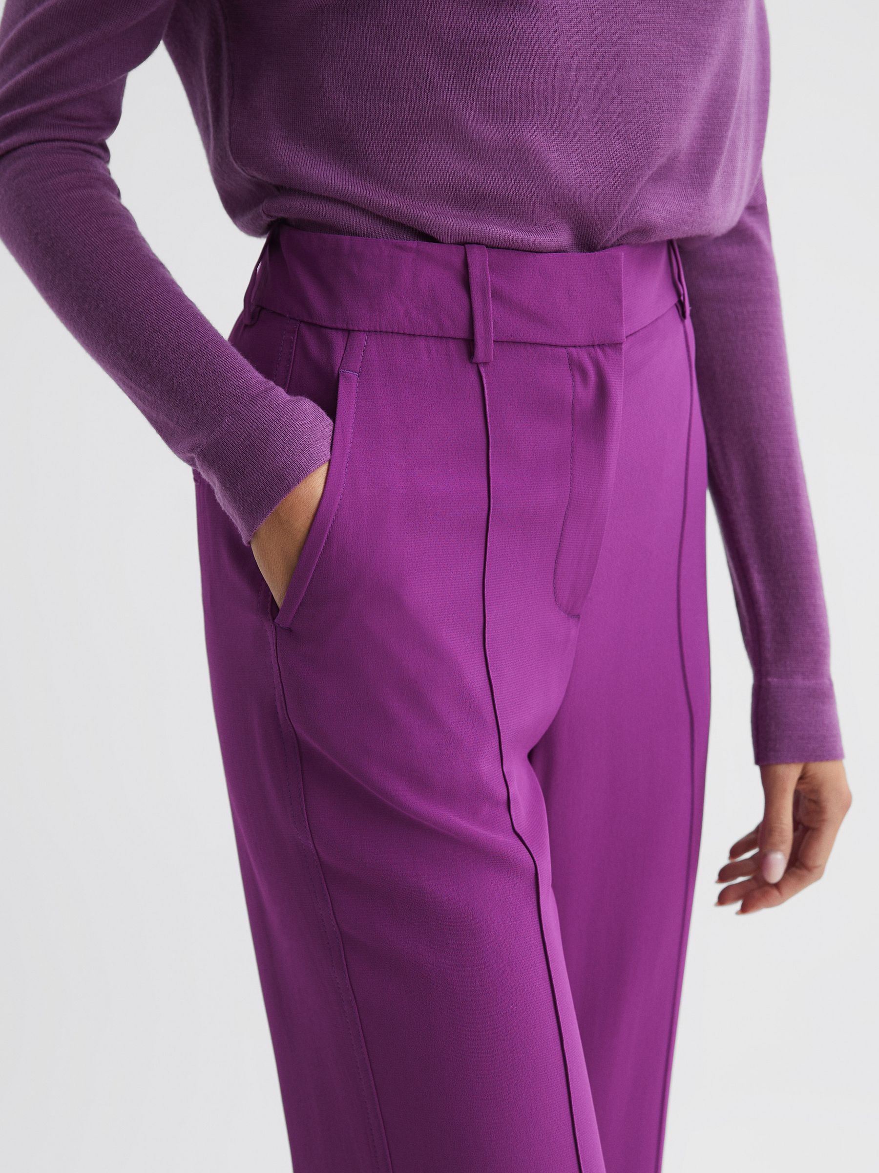 Fluid Flare Trousers in Magenta - Image 4 of 7